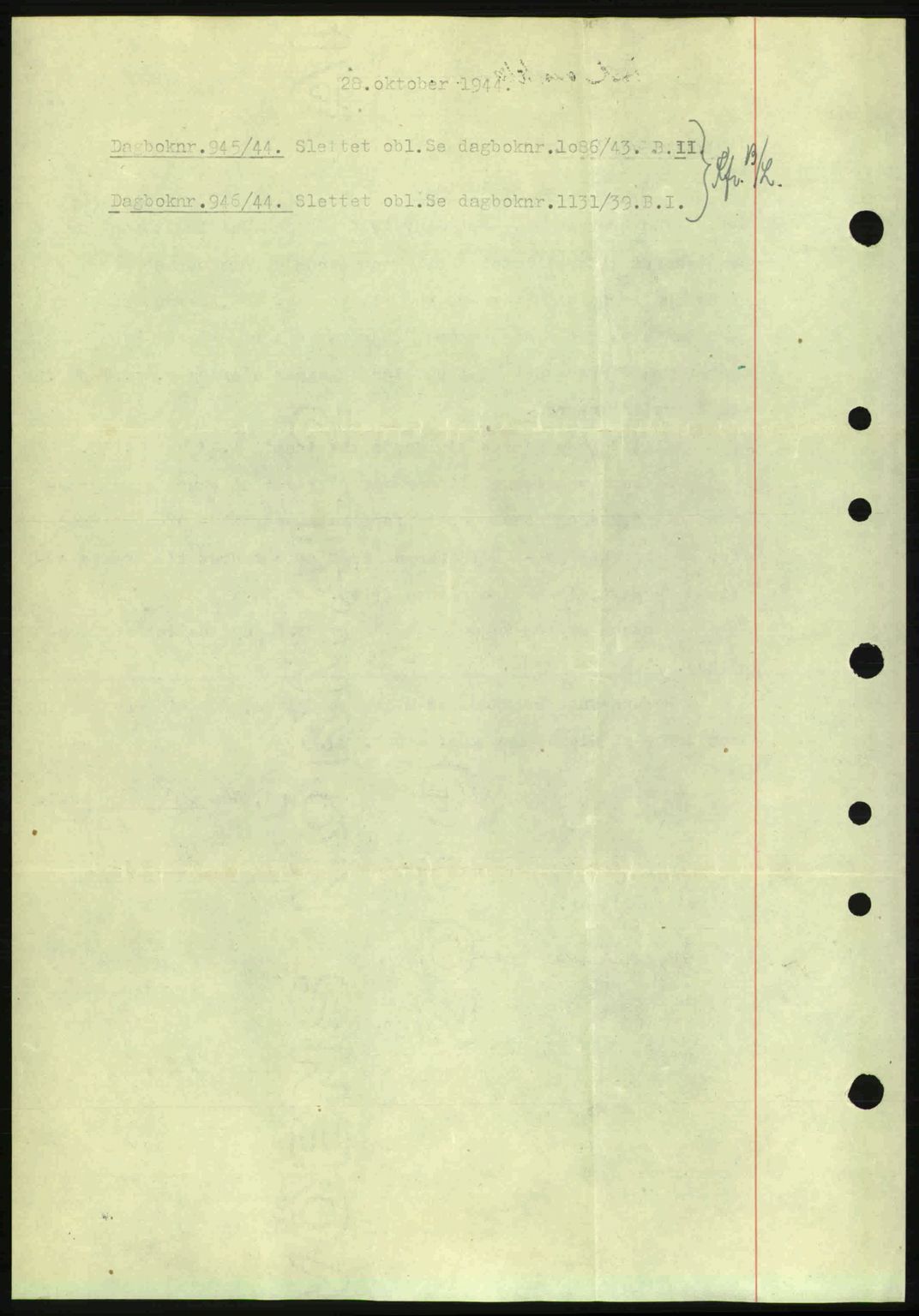 Nedenes sorenskriveri, SAK/1221-0006/G/Gb/Gba/L0052: Mortgage book no. A6a, 1944-1945, Diary no: : 945/1944