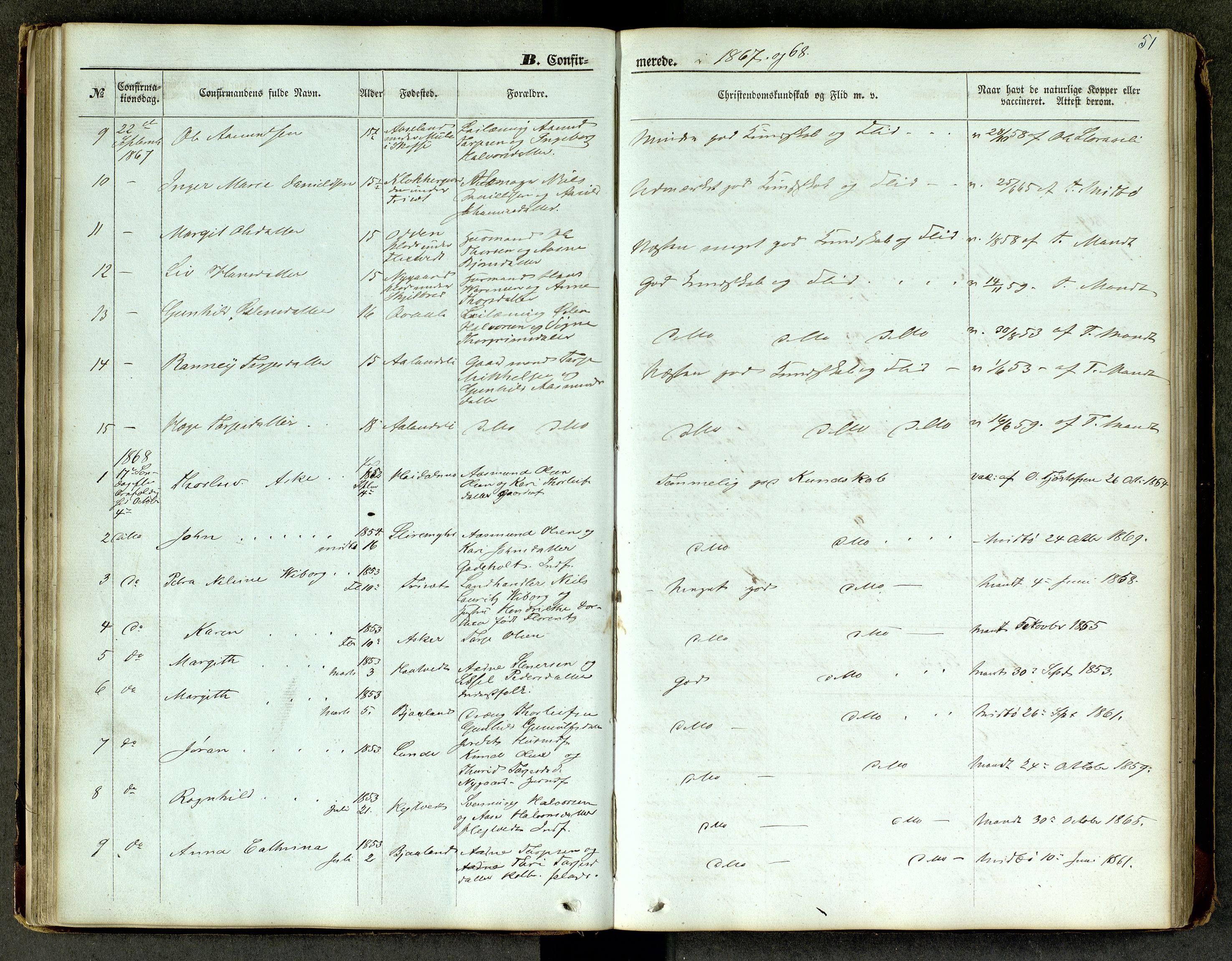 Lårdal kirkebøker, SAKO/A-284/G/Ga/L0002: Parish register (copy) no. I 2, 1861-1890, p. 51