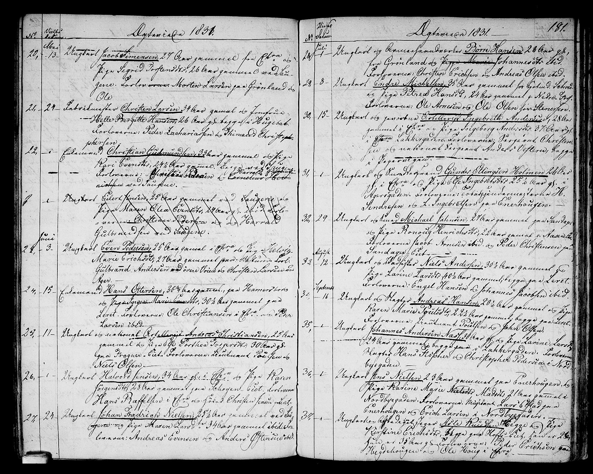 Aker prestekontor kirkebøker, AV/SAO-A-10861/G/L0006: Parish register (copy) no. 6, 1830-1838, p. 181