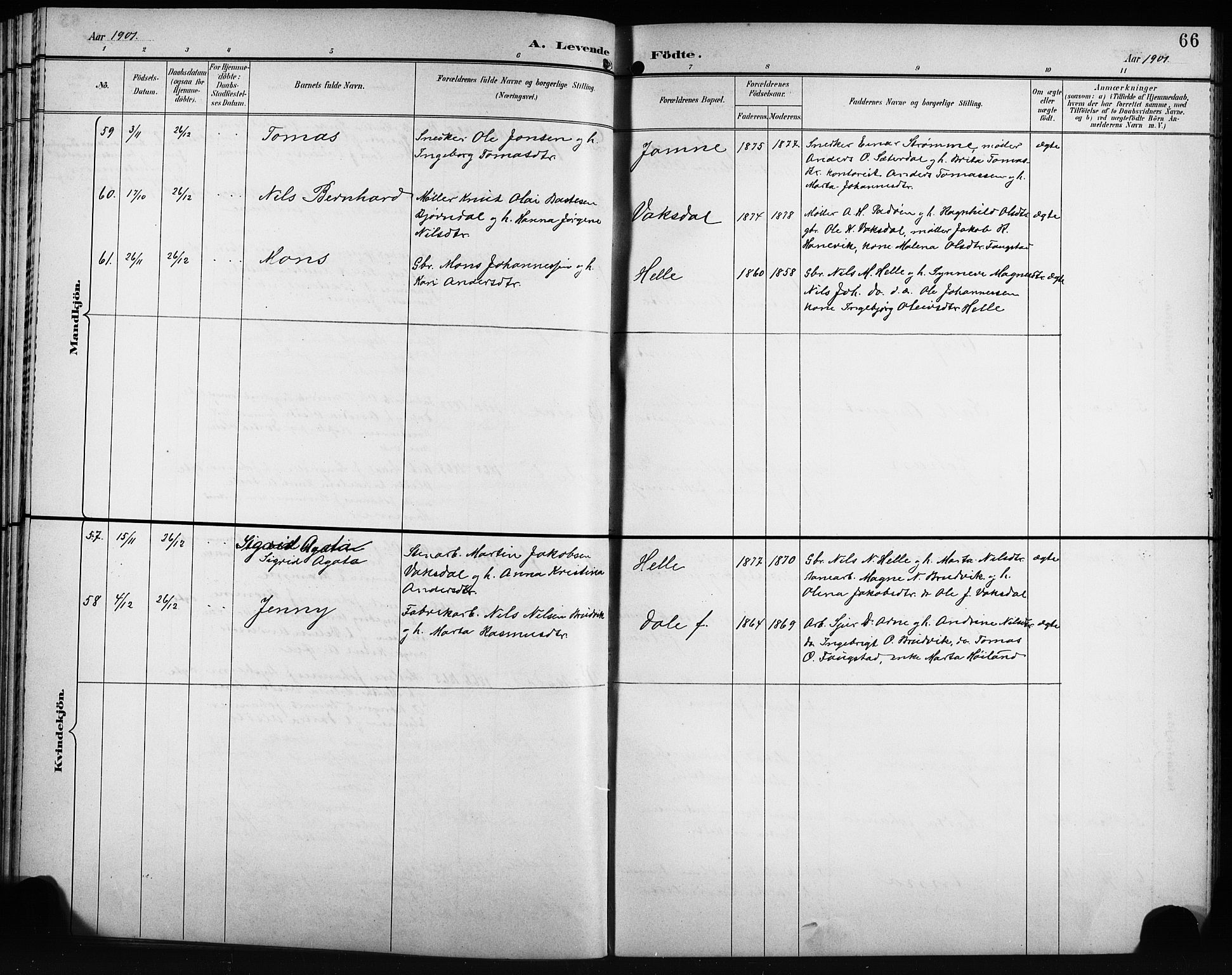 Bruvik Sokneprestembete, SAB/A-74701/H/Hab: Parish register (copy) no. A 2, 1895-1907, p. 66