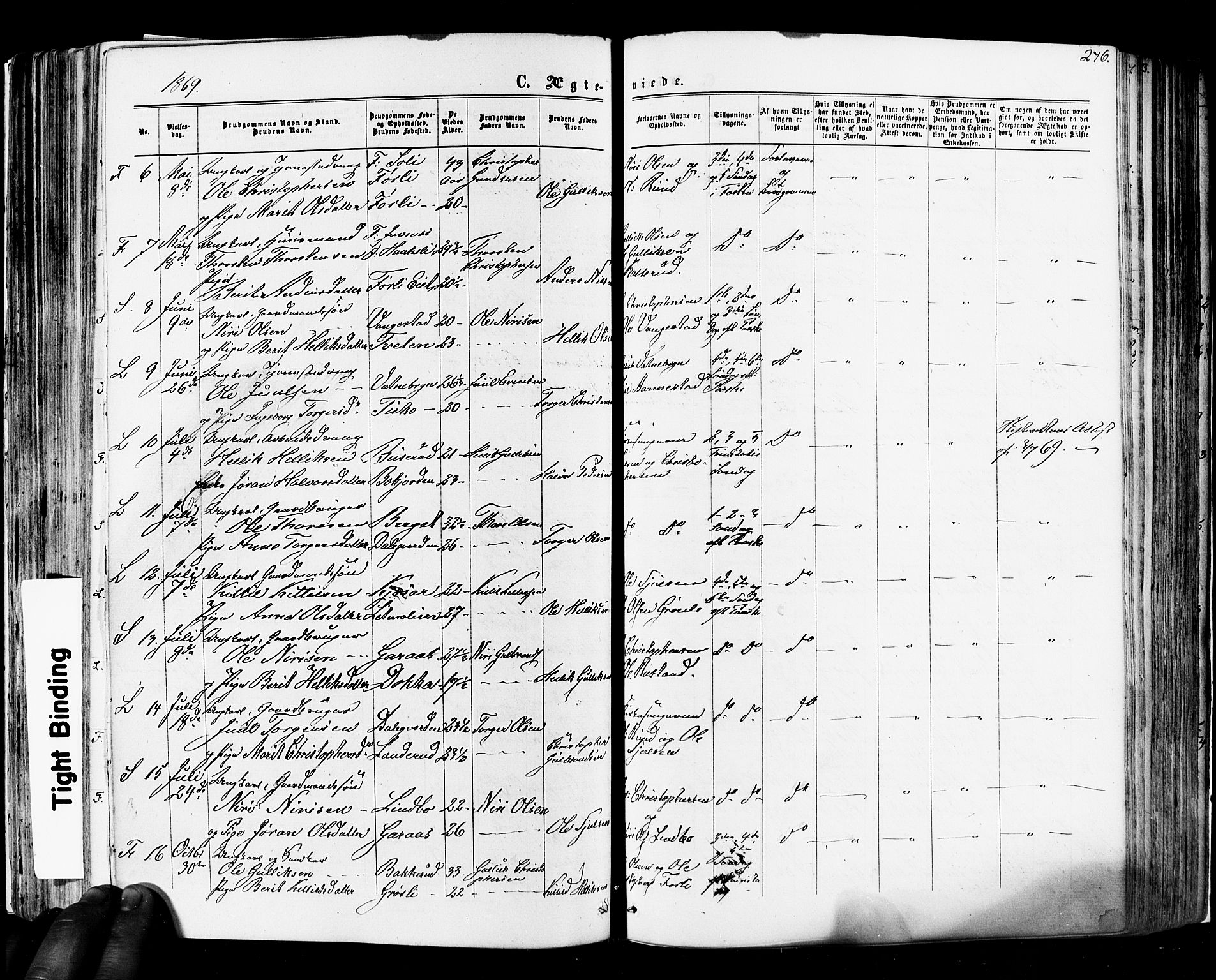Flesberg kirkebøker, SAKO/A-18/F/Fa/L0007: Parish register (official) no. I 7, 1861-1878, p. 276