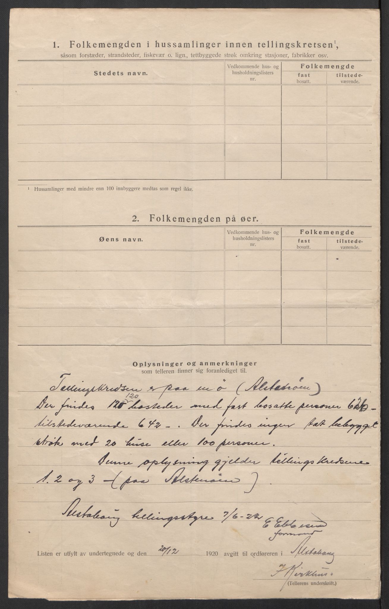 SAT, 1920 census for Alstahaug, 1920, p. 9