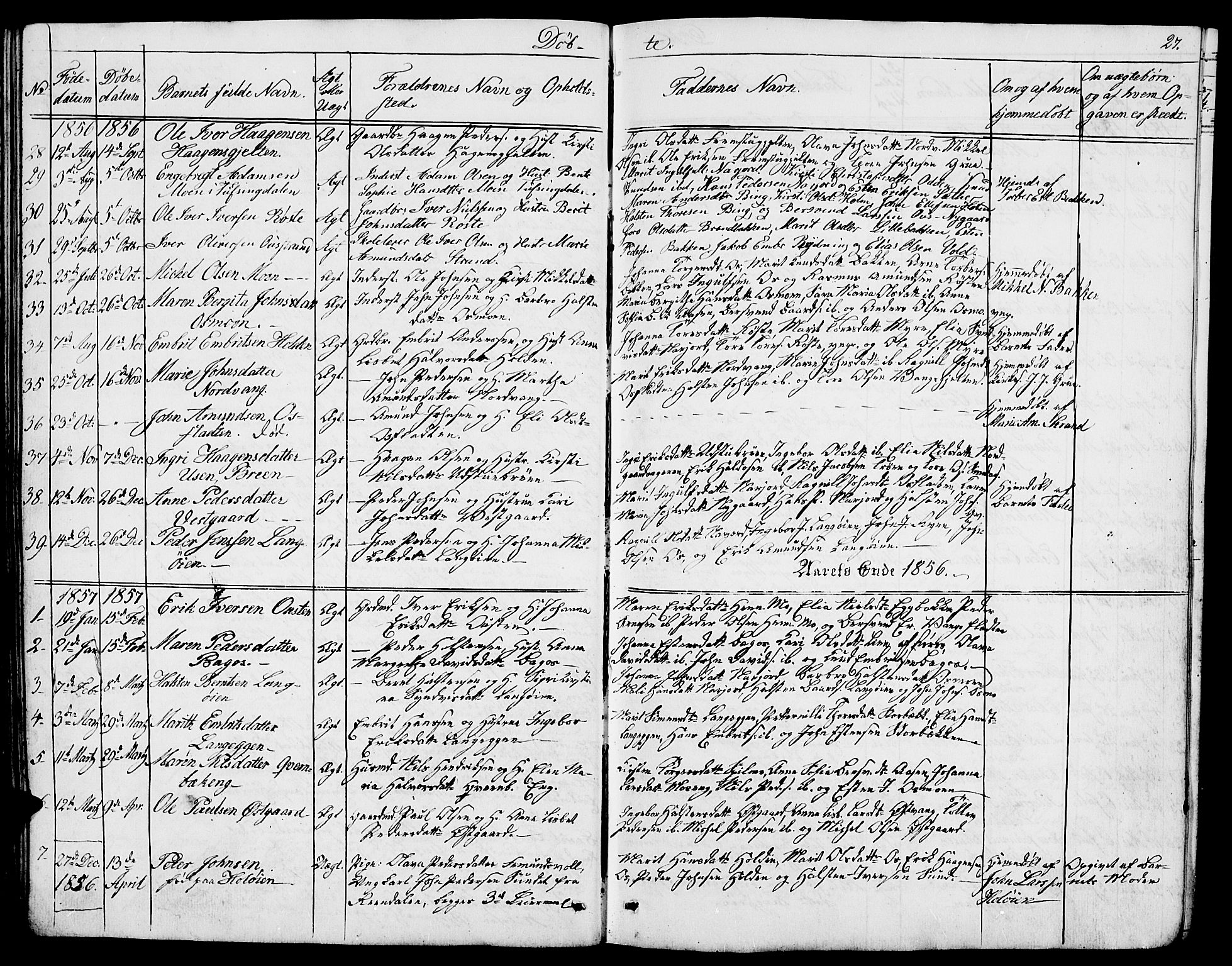 Tolga prestekontor, AV/SAH-PREST-062/L/L0004: Parish register (copy) no. 4, 1845-1887, p. 27