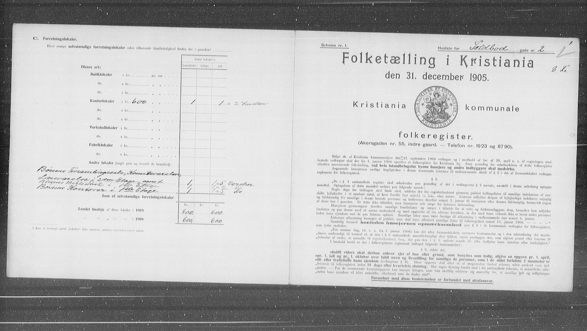 OBA, Municipal Census 1905 for Kristiania, 1905, p. 59220