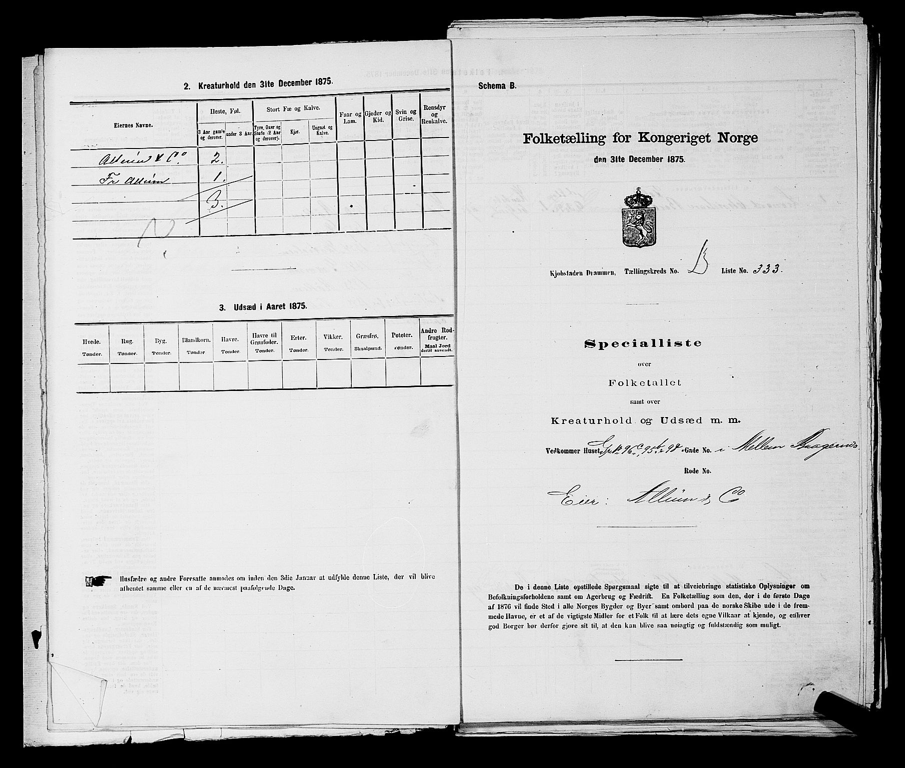 SAKO, 1875 census for 0602 Drammen, 1875, p. 1351