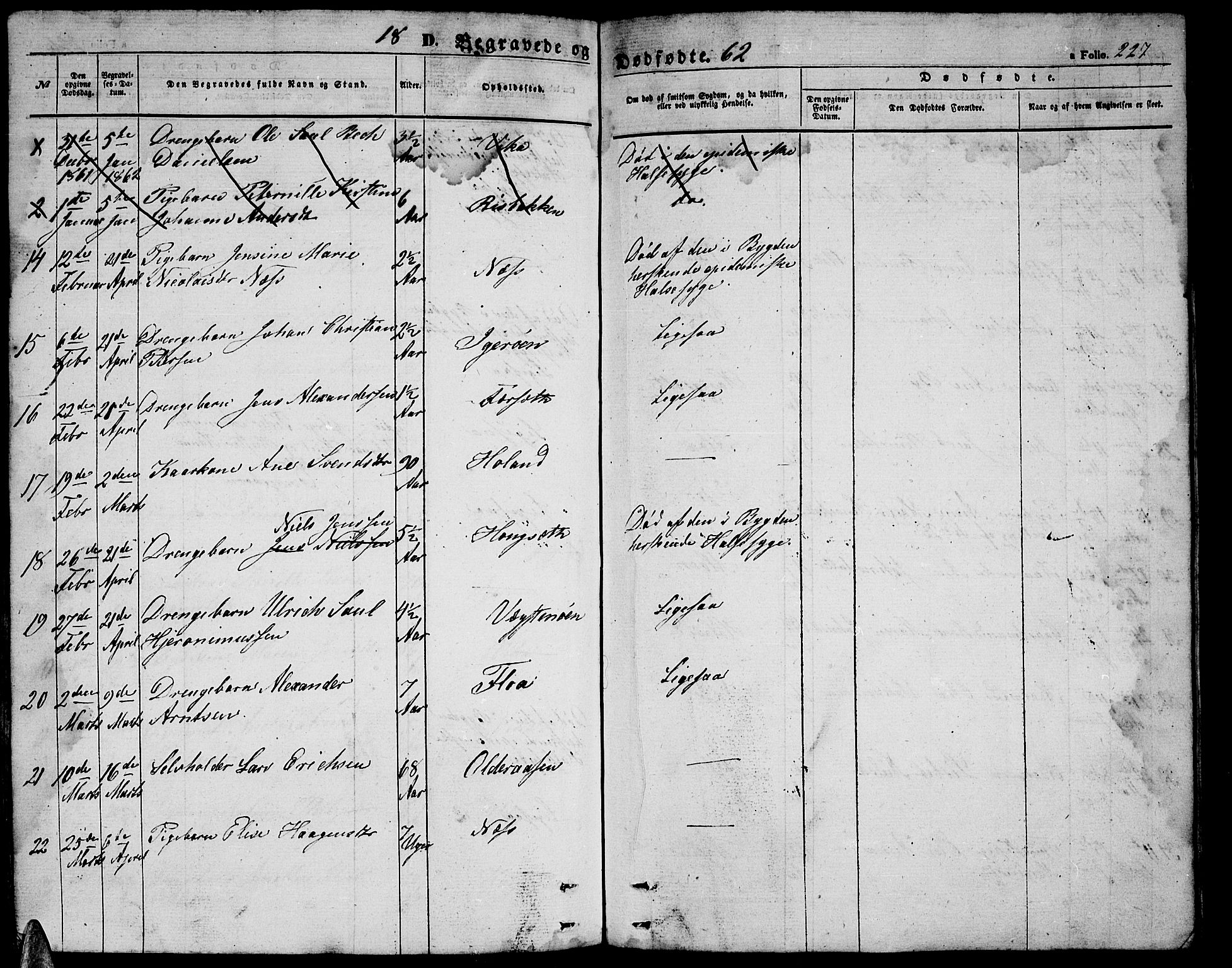 Ministerialprotokoller, klokkerbøker og fødselsregistre - Nordland, AV/SAT-A-1459/816/L0251: Parish register (copy) no. 816C01, 1852-1870, p. 227