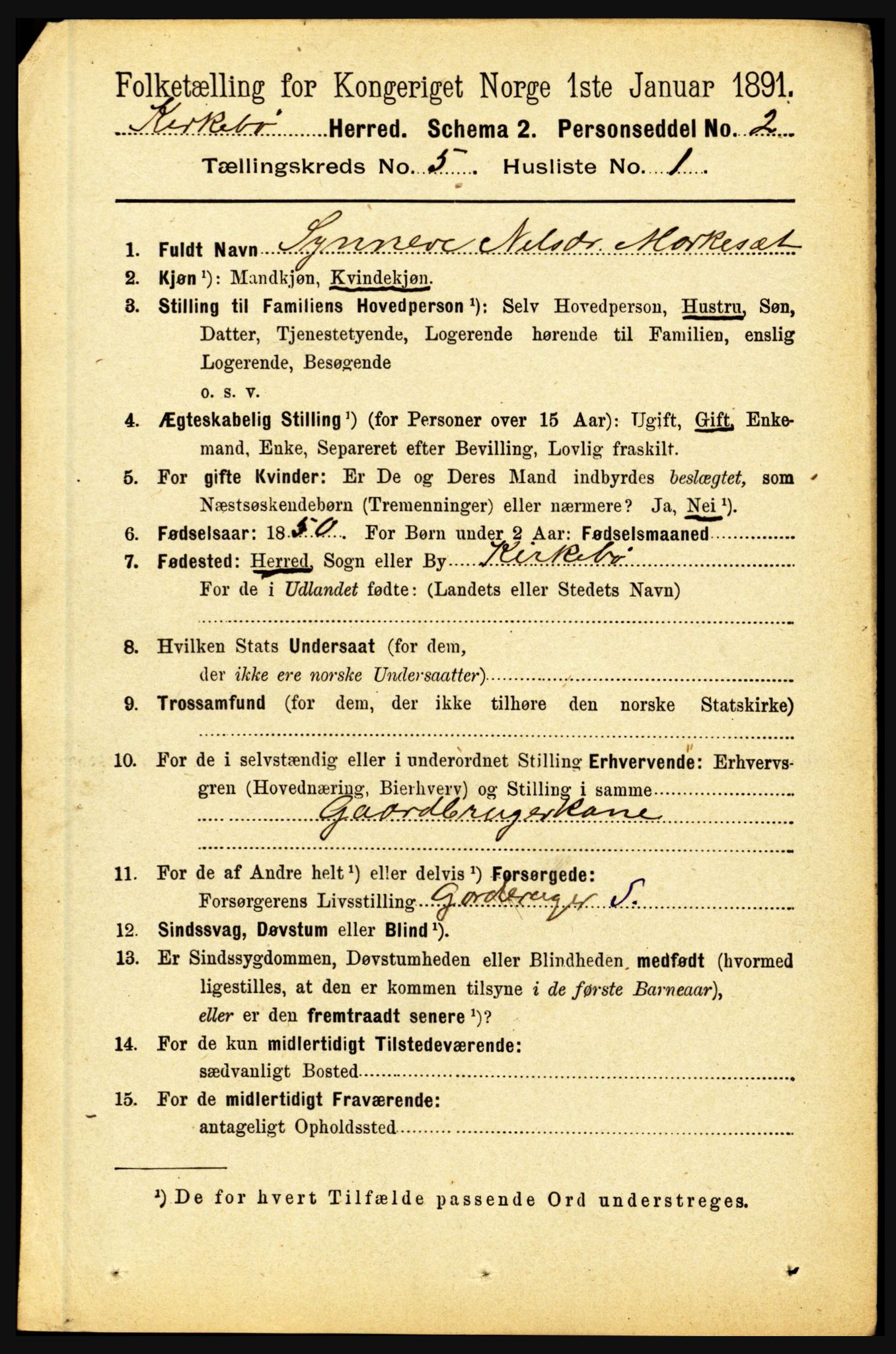 RA, 1891 census for 1416 Kyrkjebø, 1891, p. 1059