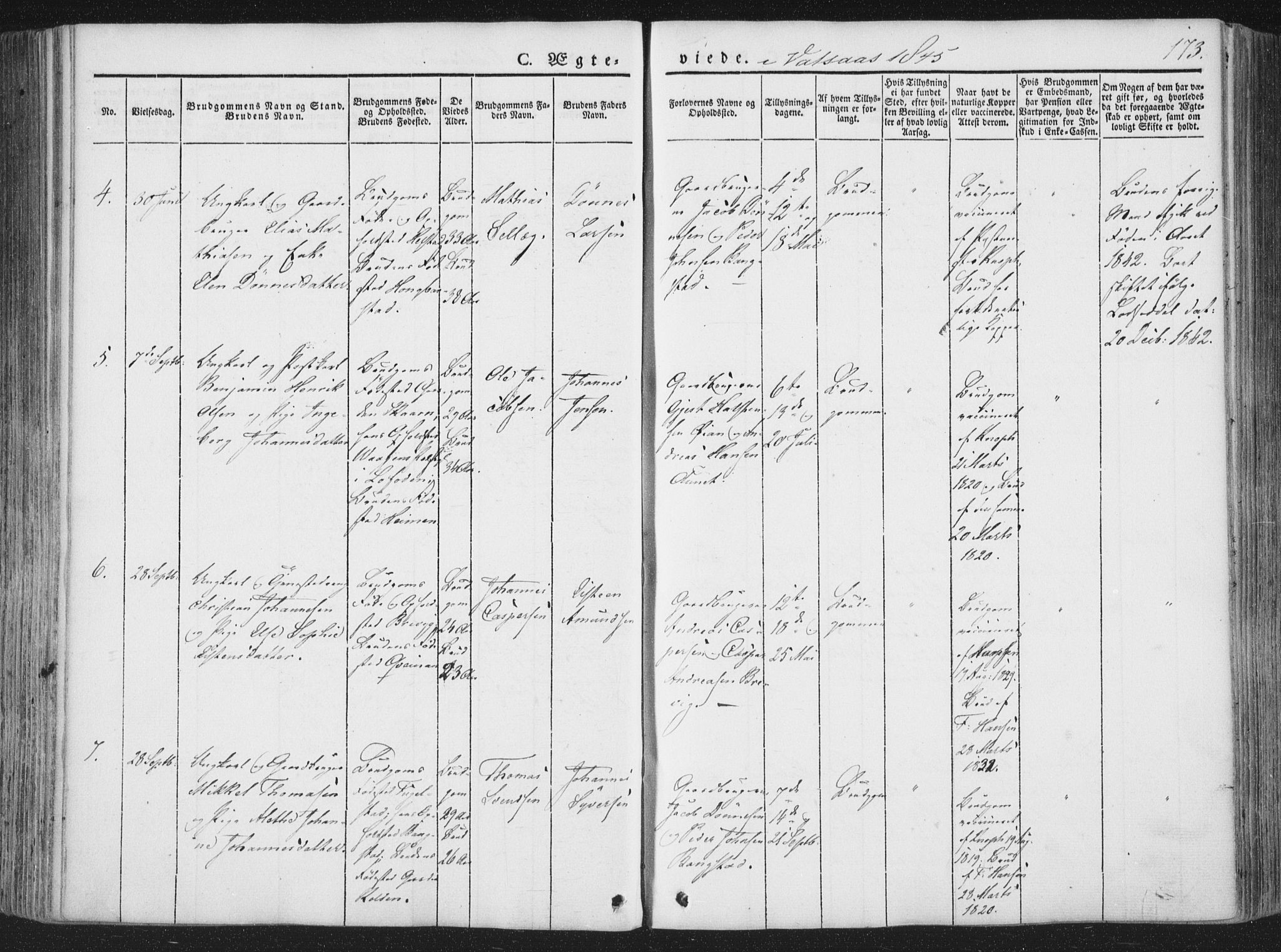 Ministerialprotokoller, klokkerbøker og fødselsregistre - Nordland, AV/SAT-A-1459/810/L0144: Parish register (official) no. 810A07 /1, 1841-1862, p. 173