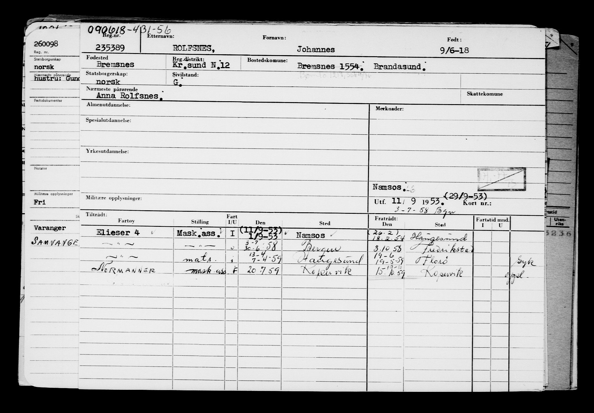 Direktoratet for sjømenn, AV/RA-S-3545/G/Gb/L0159: Hovedkort, 1918, p. 187