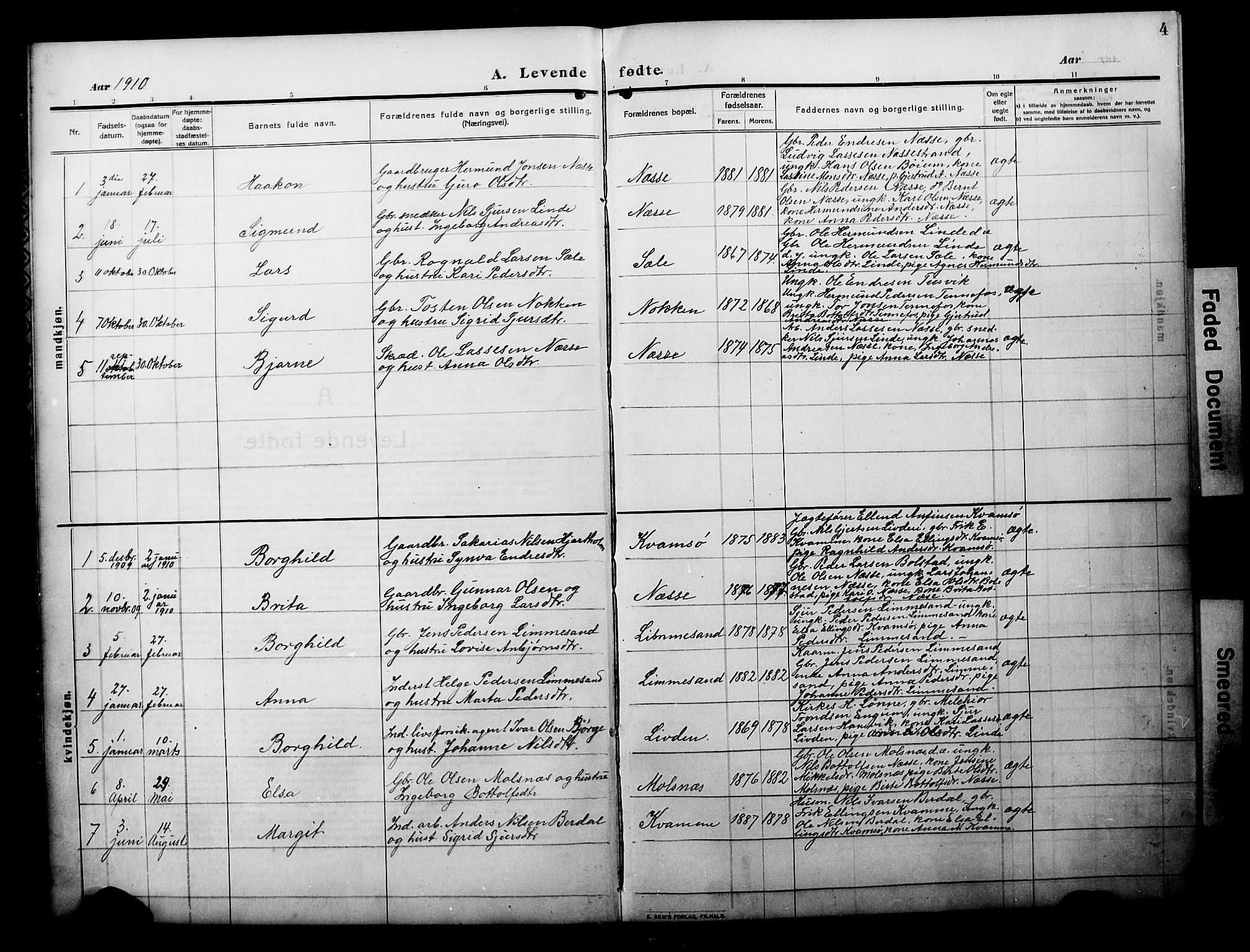 Balestrand sokneprestembete, AV/SAB-A-79601/H/Hab/Habc/L0004: Parish register (copy) no. C 4, 1909-1929, p. 4