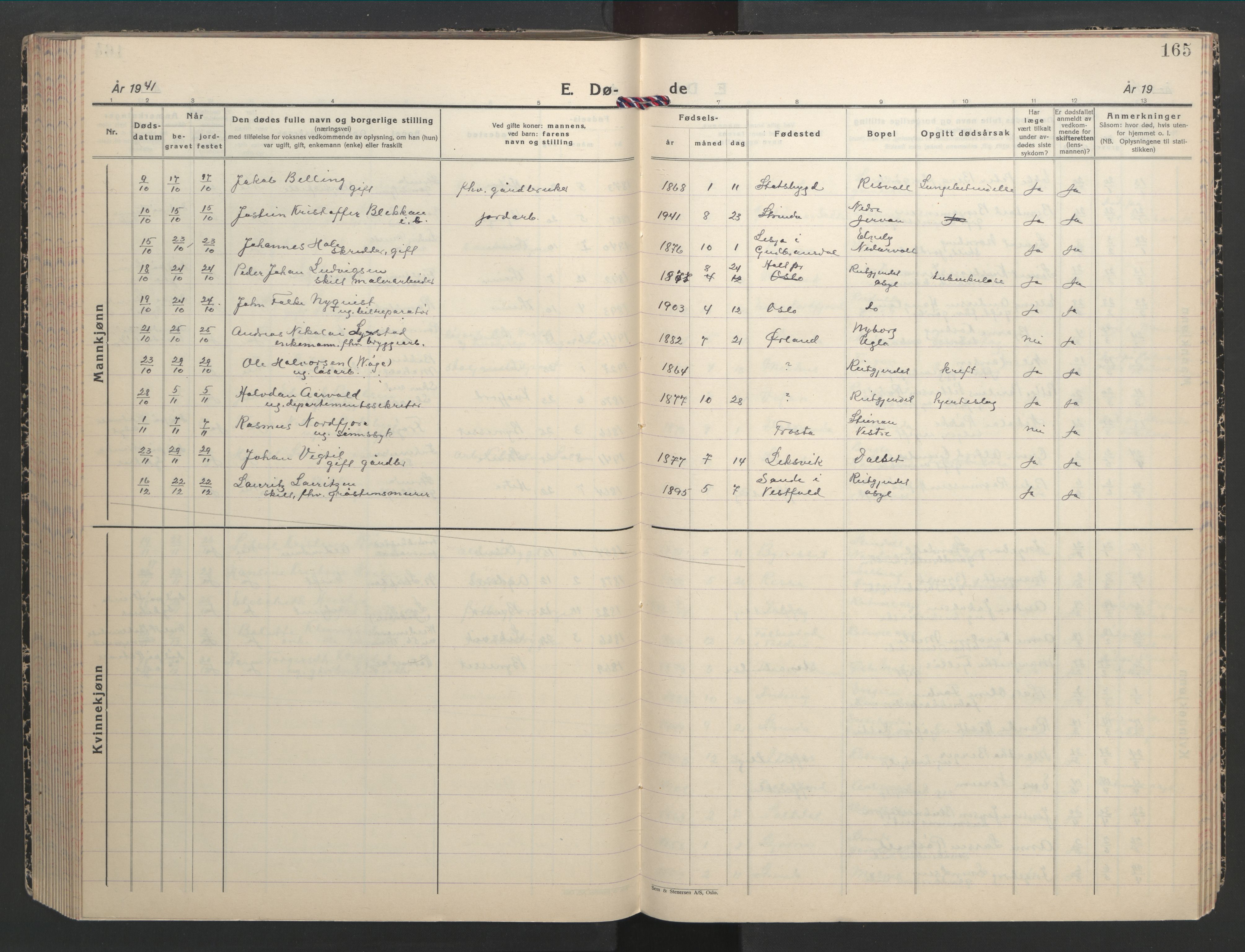 Ministerialprotokoller, klokkerbøker og fødselsregistre - Sør-Trøndelag, AV/SAT-A-1456/607/L0328: Parish register (copy) no. 607C02, 1940-1948, p. 165