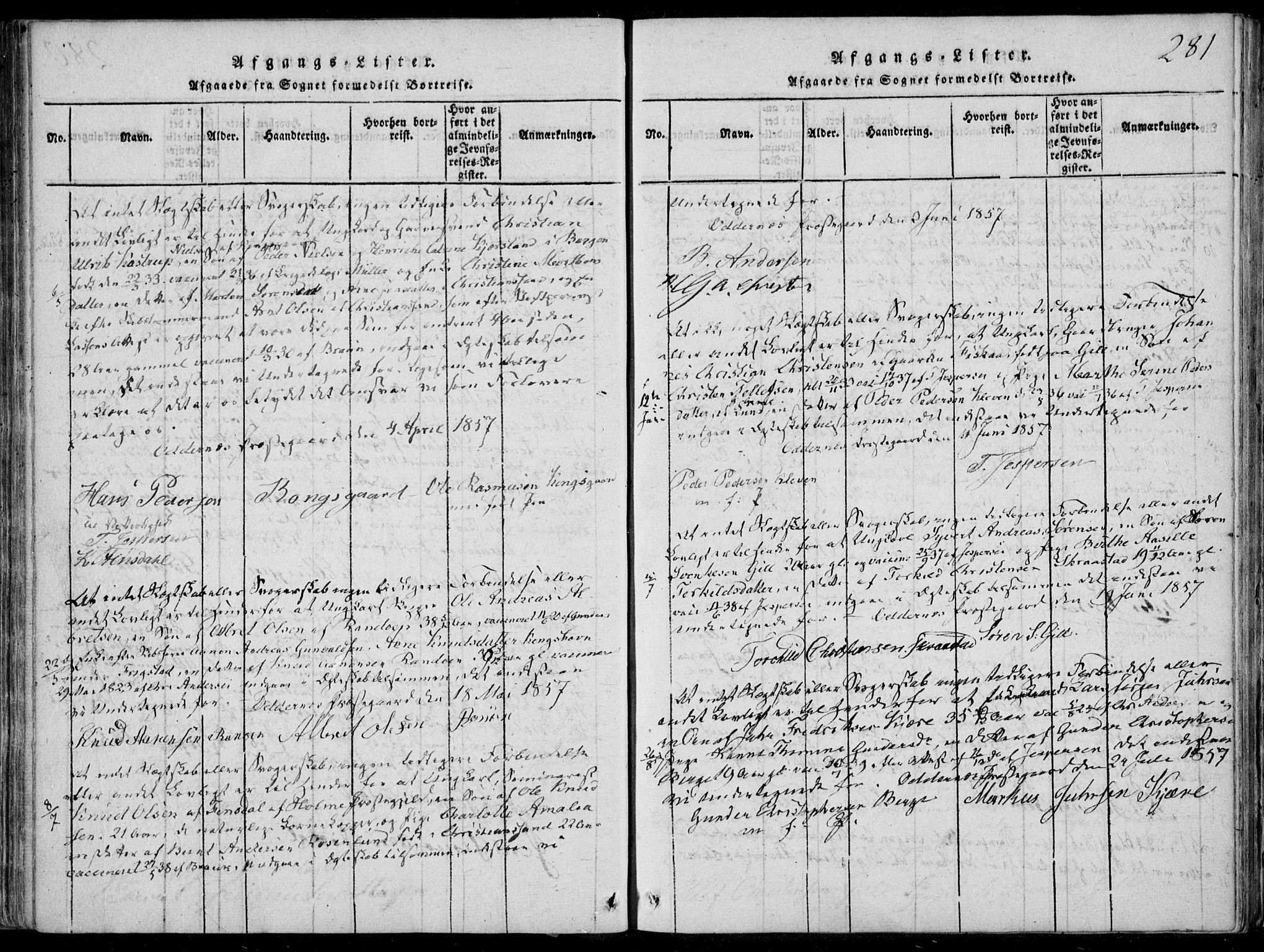 Oddernes sokneprestkontor, AV/SAK-1111-0033/F/Fa/Faa/L0005: Parish register (official) no. A 5, 1820-1838, p. 281