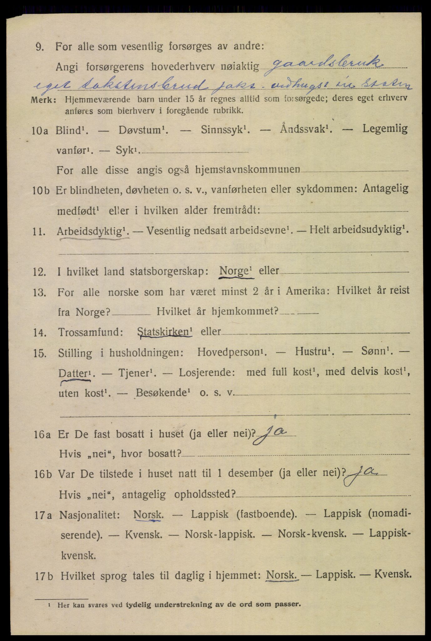 SAT, 1920 census for Saltdal, 1920, p. 8520