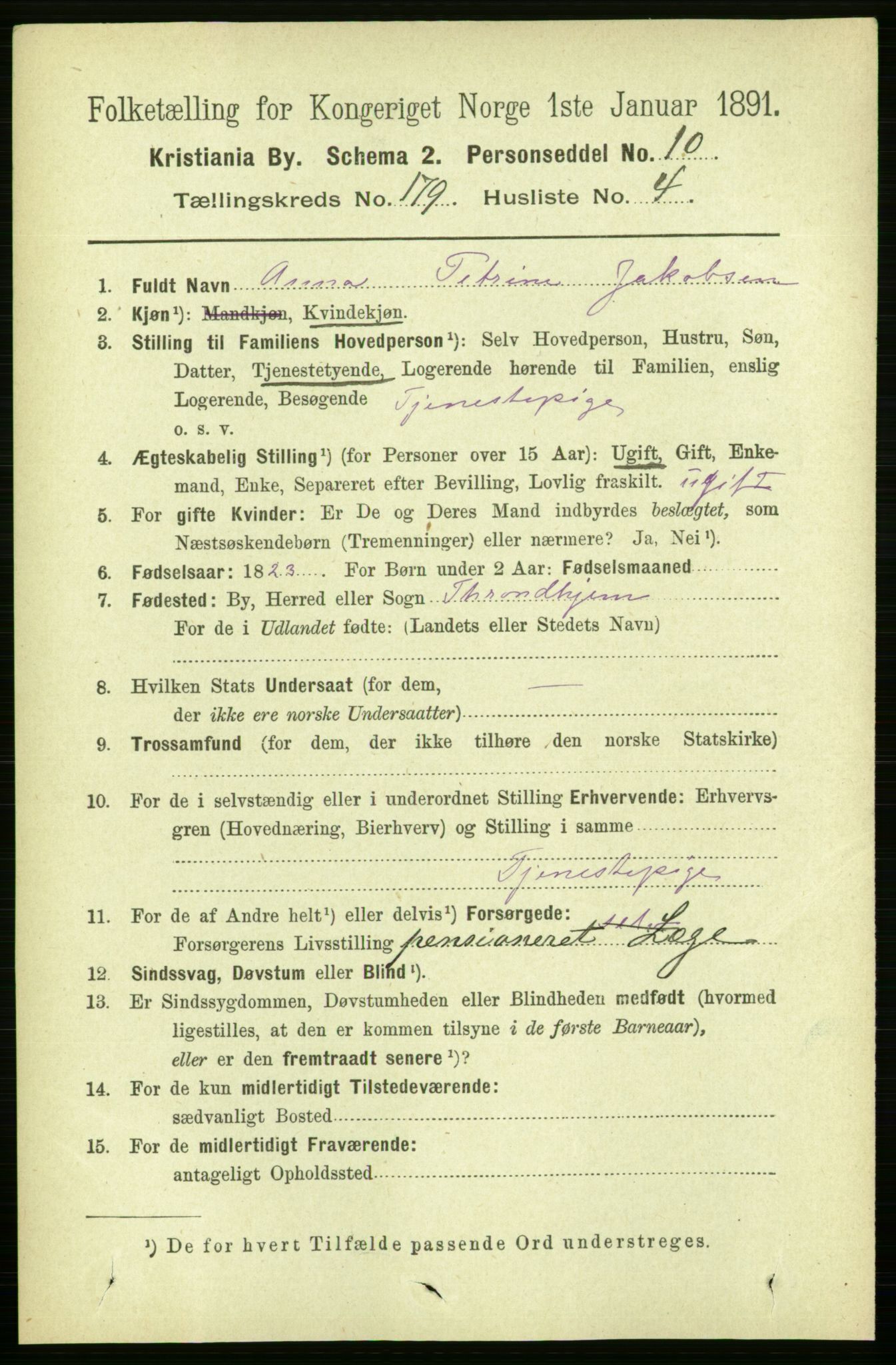 RA, 1891 census for 0301 Kristiania, 1891, p. 108060