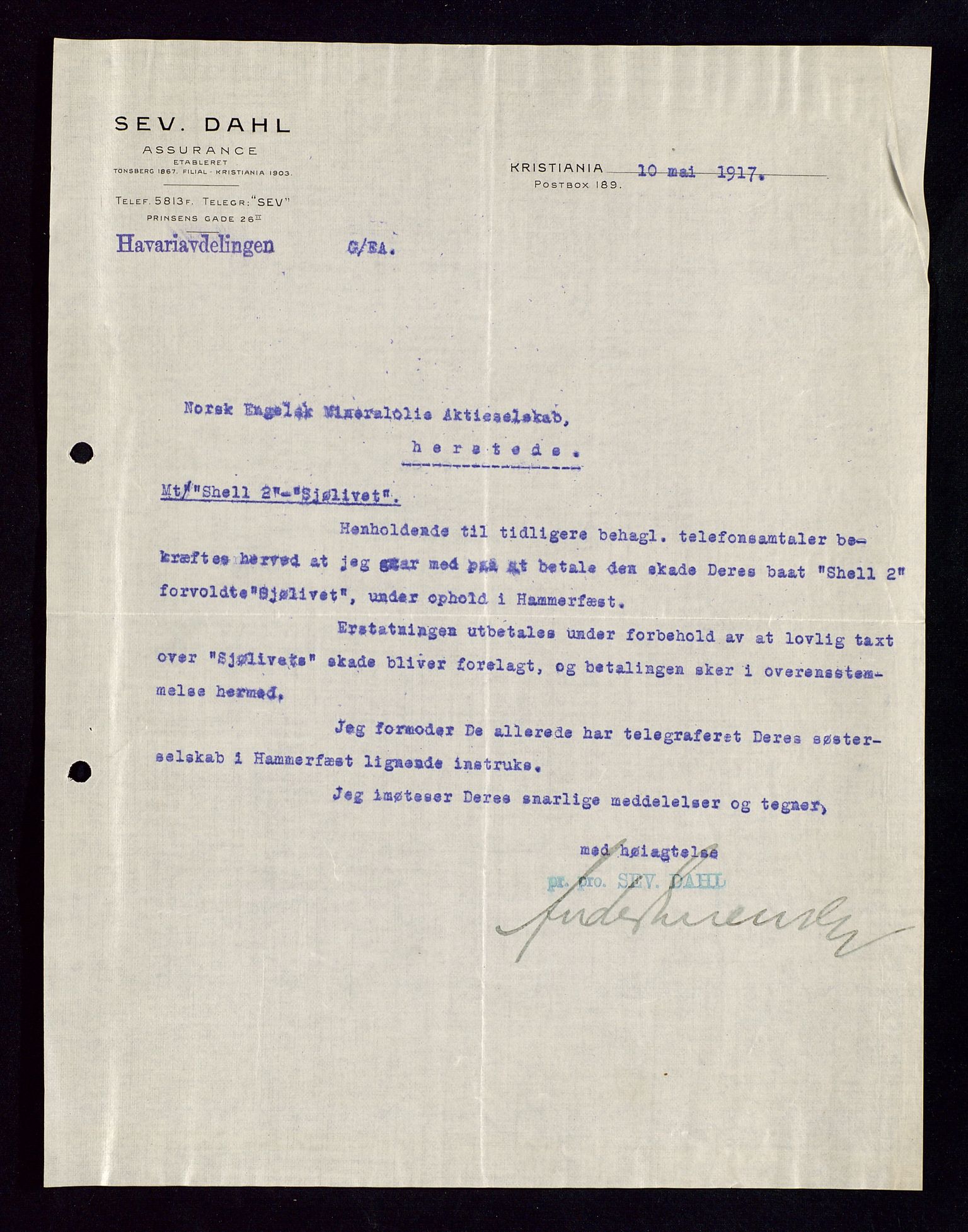 Pa 1521 - A/S Norske Shell, AV/SAST-A-101915/E/Ea/Eaa/L0002: Sjefskorrespondanse, 1917-1918, p. 226