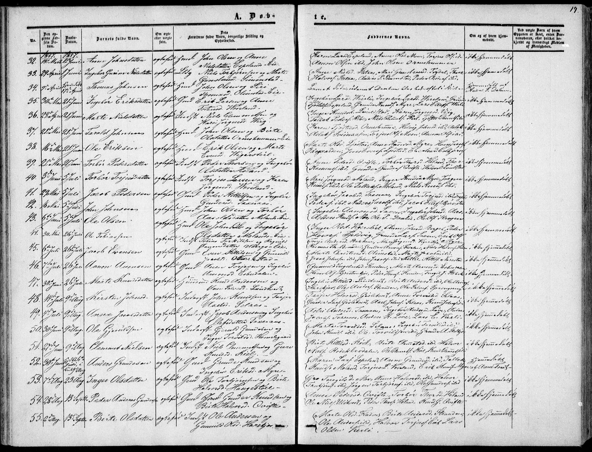 Gjerstad sokneprestkontor, AV/SAK-1111-0014/F/Fa/Fab/L0003: Parish register (official) no. A 3, 1853-1878, p. 19
