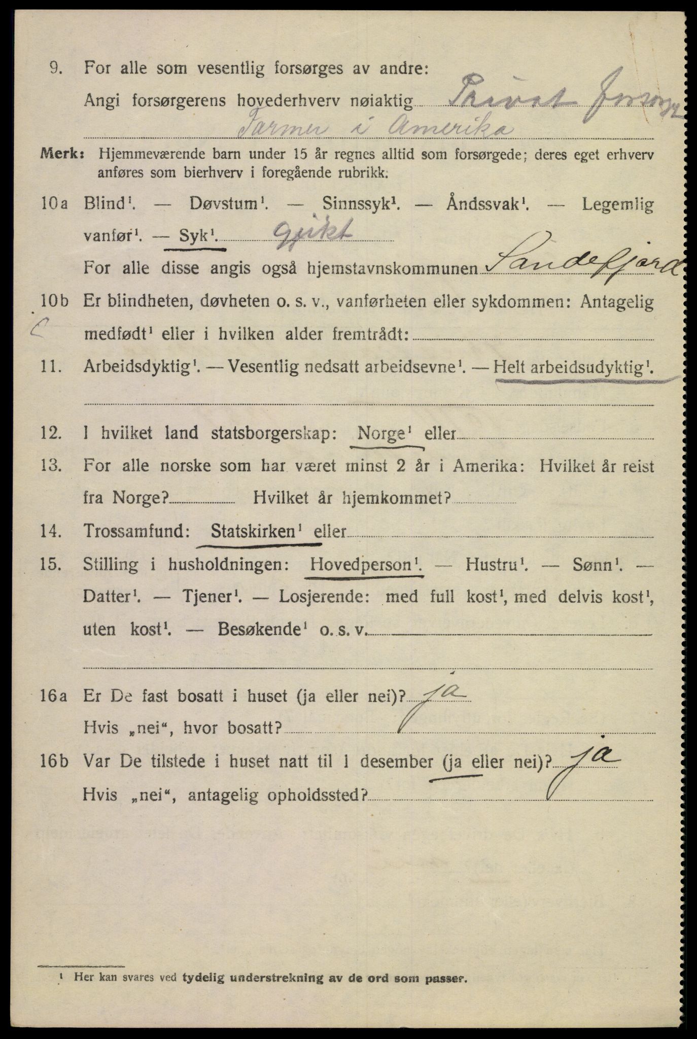 SAKO, 1920 census for Sandefjord, 1920, p. 11097