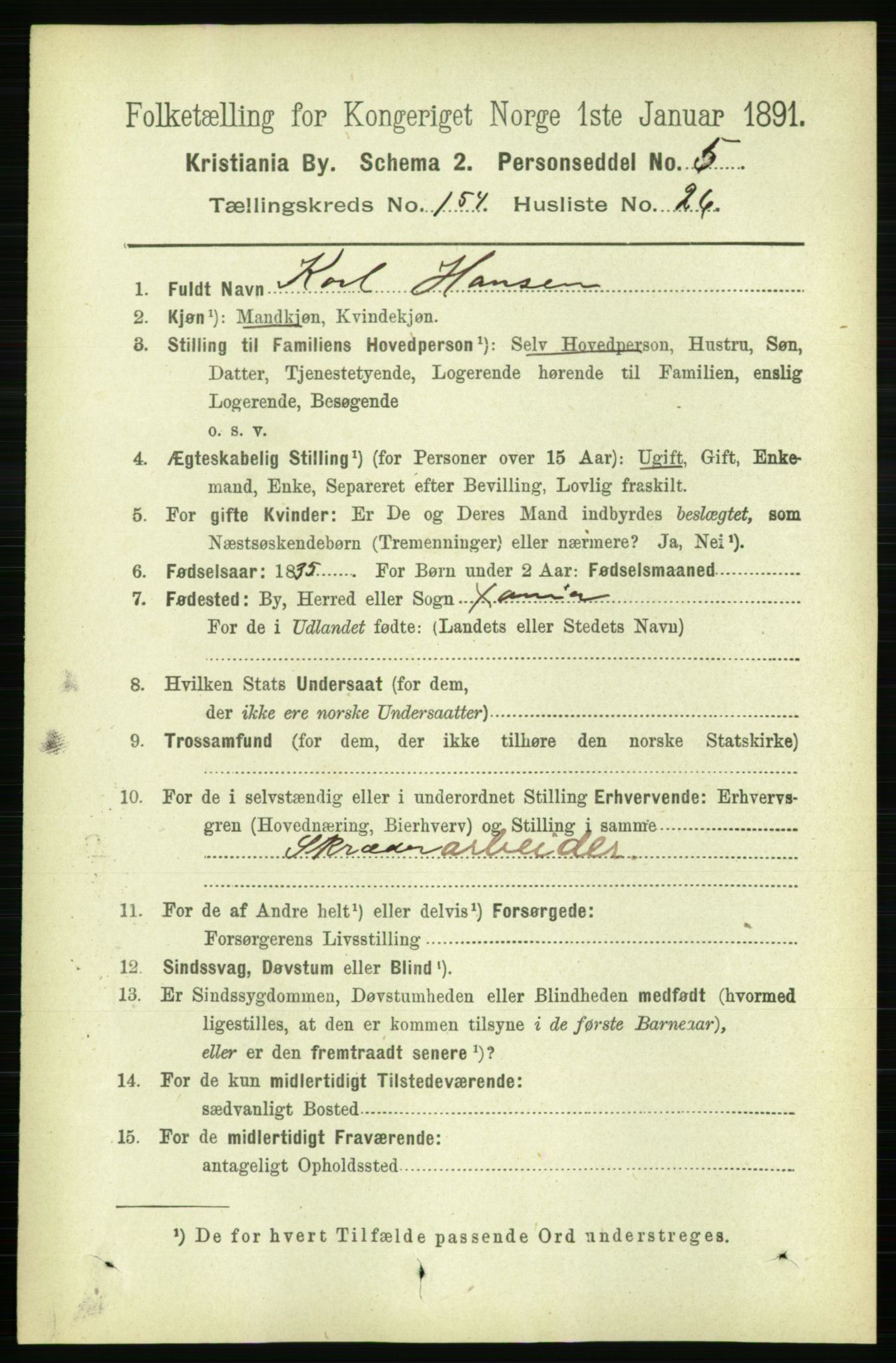 RA, 1891 census for 0301 Kristiania, 1891, p. 88057