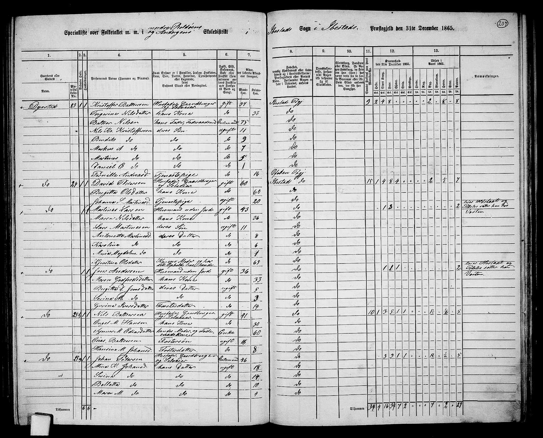 RA, 1865 census for Ibestad, 1865, p. 192