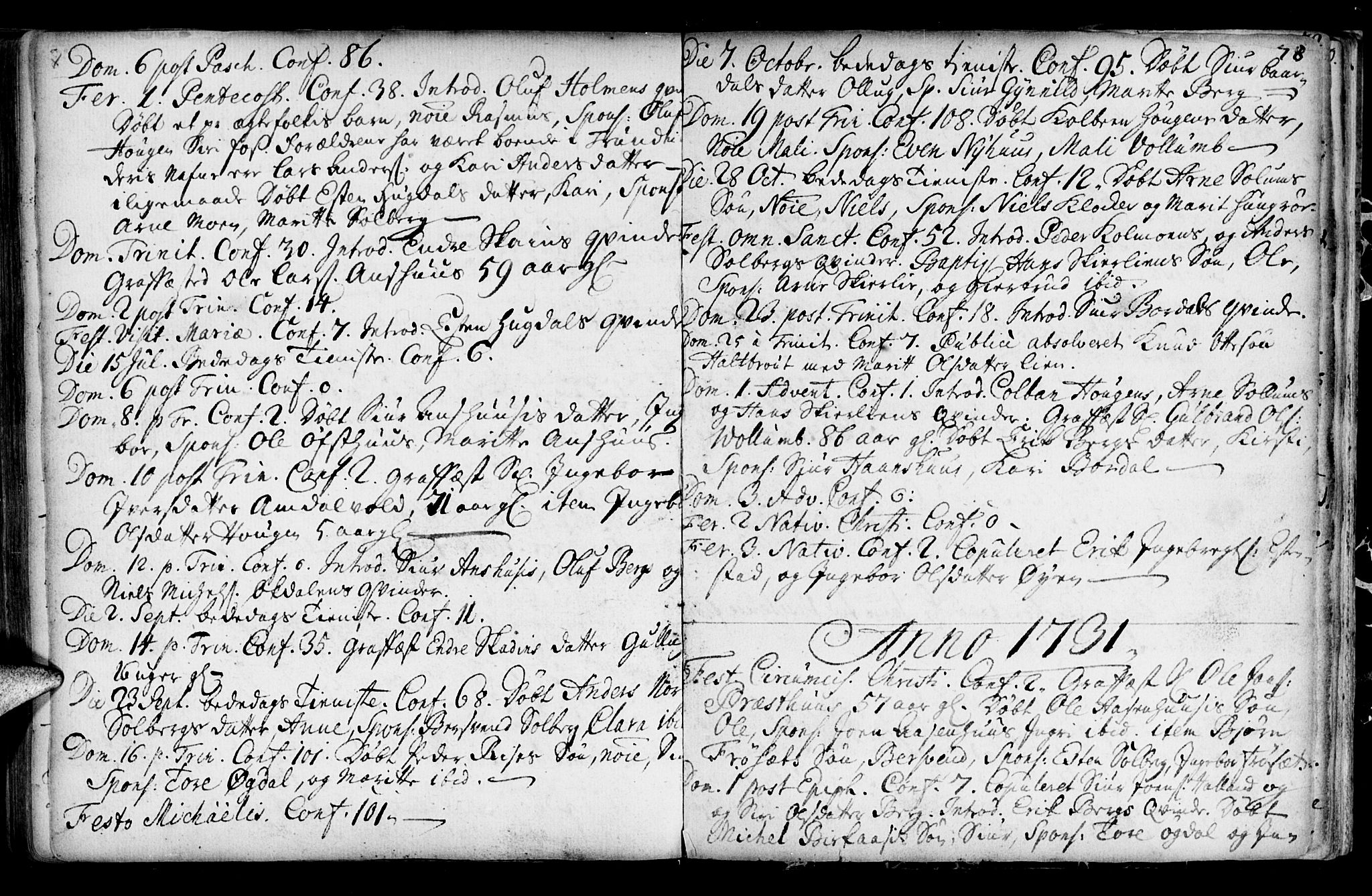 Ministerialprotokoller, klokkerbøker og fødselsregistre - Sør-Trøndelag, SAT/A-1456/689/L1036: Parish register (official) no. 689A01, 1696-1746, p. 78