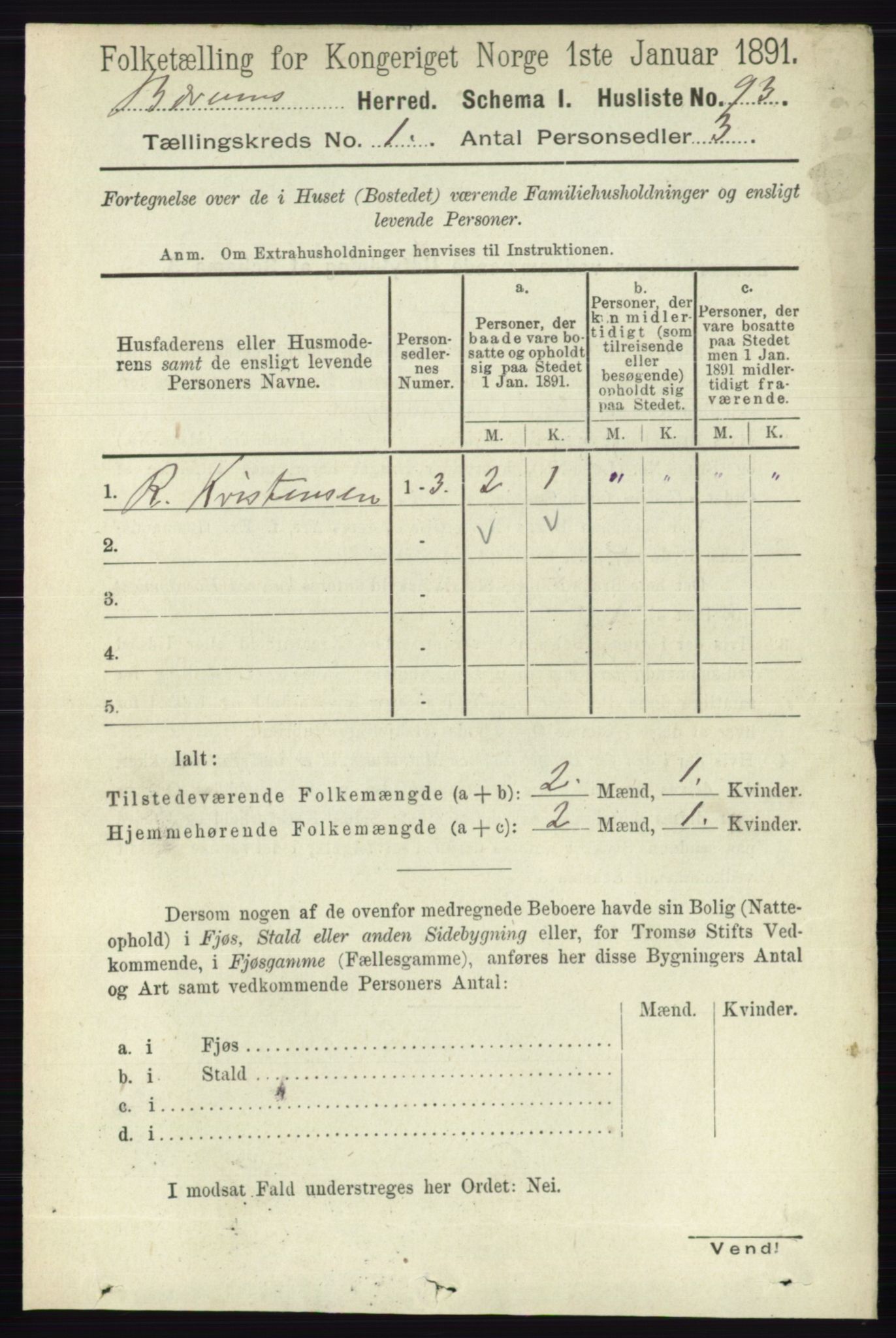 RA, 1891 census for 0219 Bærum, 1891, p. 145