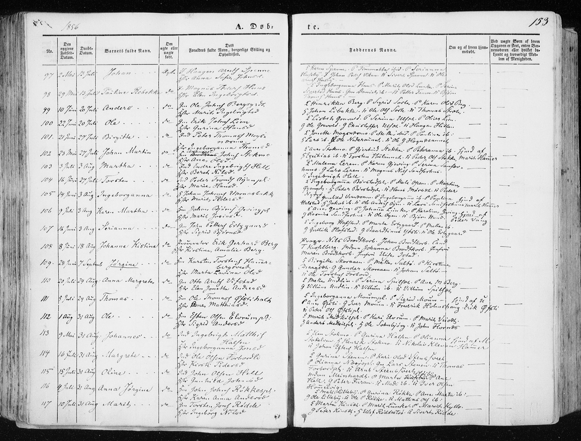 Ministerialprotokoller, klokkerbøker og fødselsregistre - Nord-Trøndelag, SAT/A-1458/709/L0074: Parish register (official) no. 709A14, 1845-1858, p. 153