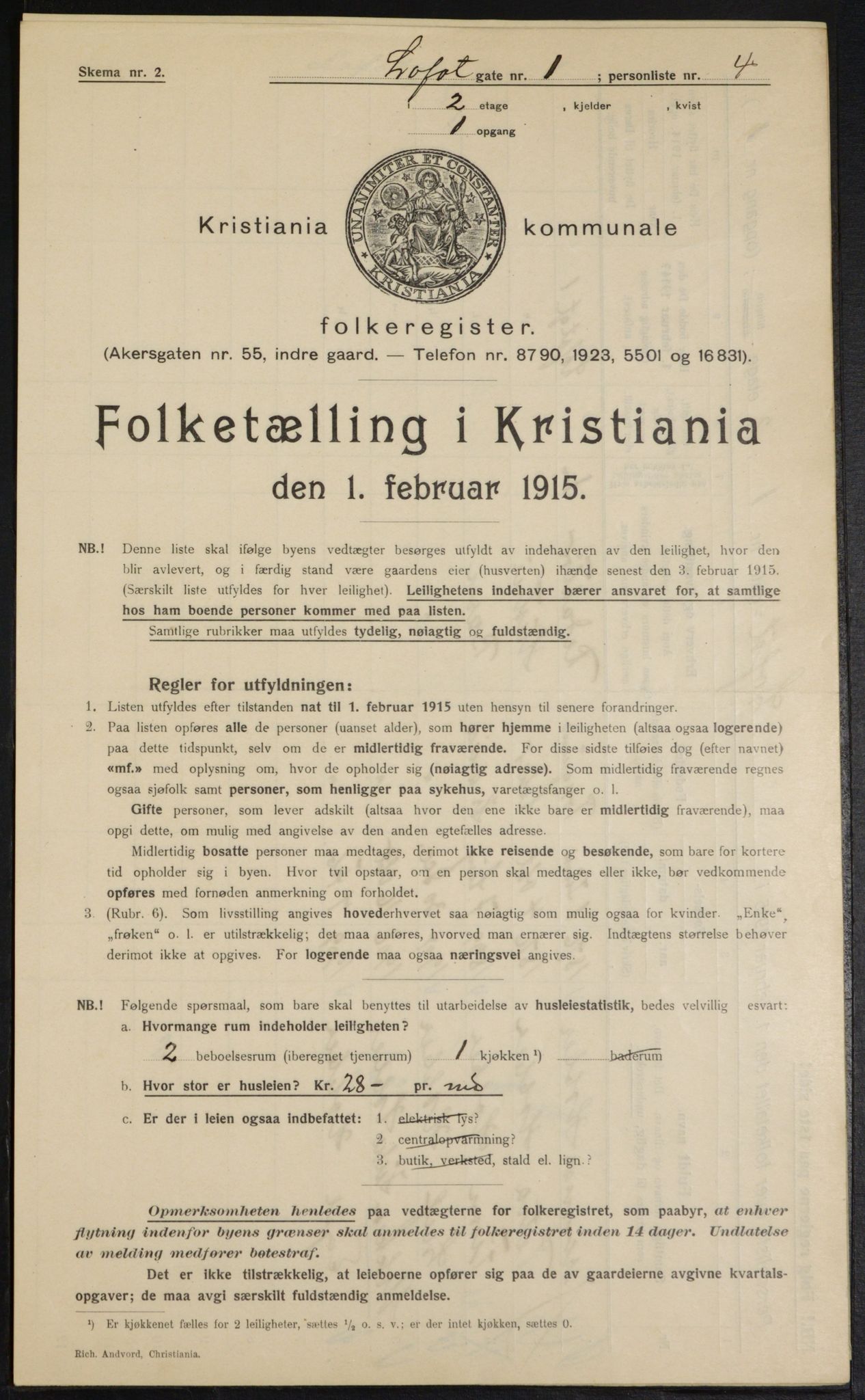 OBA, Municipal Census 1915 for Kristiania, 1915, p. 57736