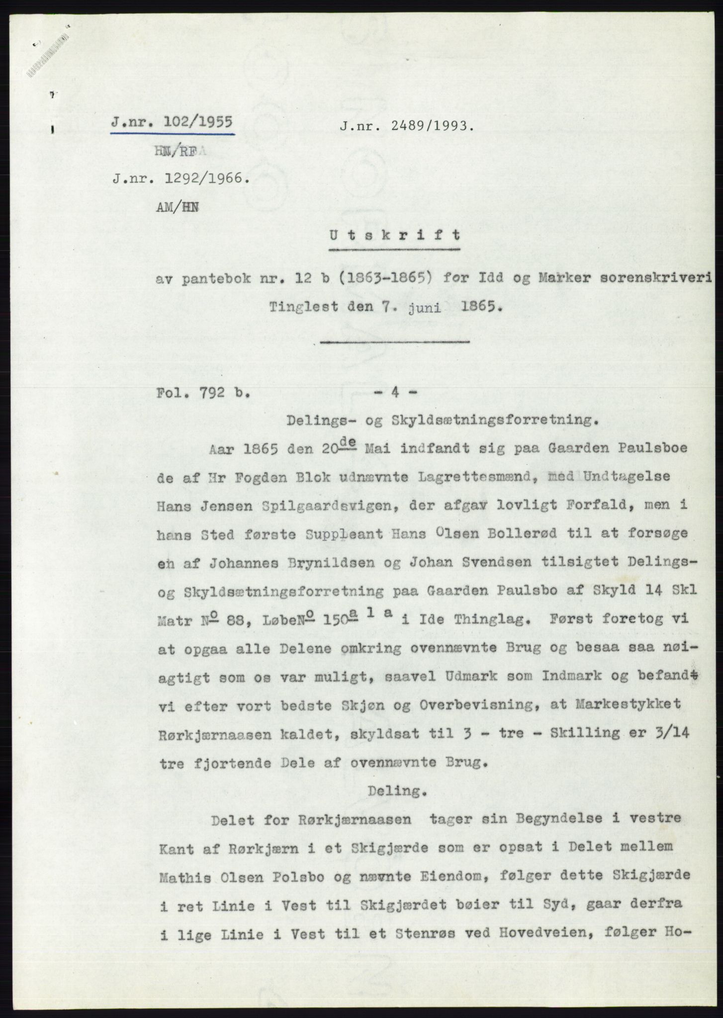 Statsarkivet i Oslo, AV/SAO-A-10621/Z/Zd/L0002: Avskrifter, j.nr 5-691/1955, 1955, p. 74