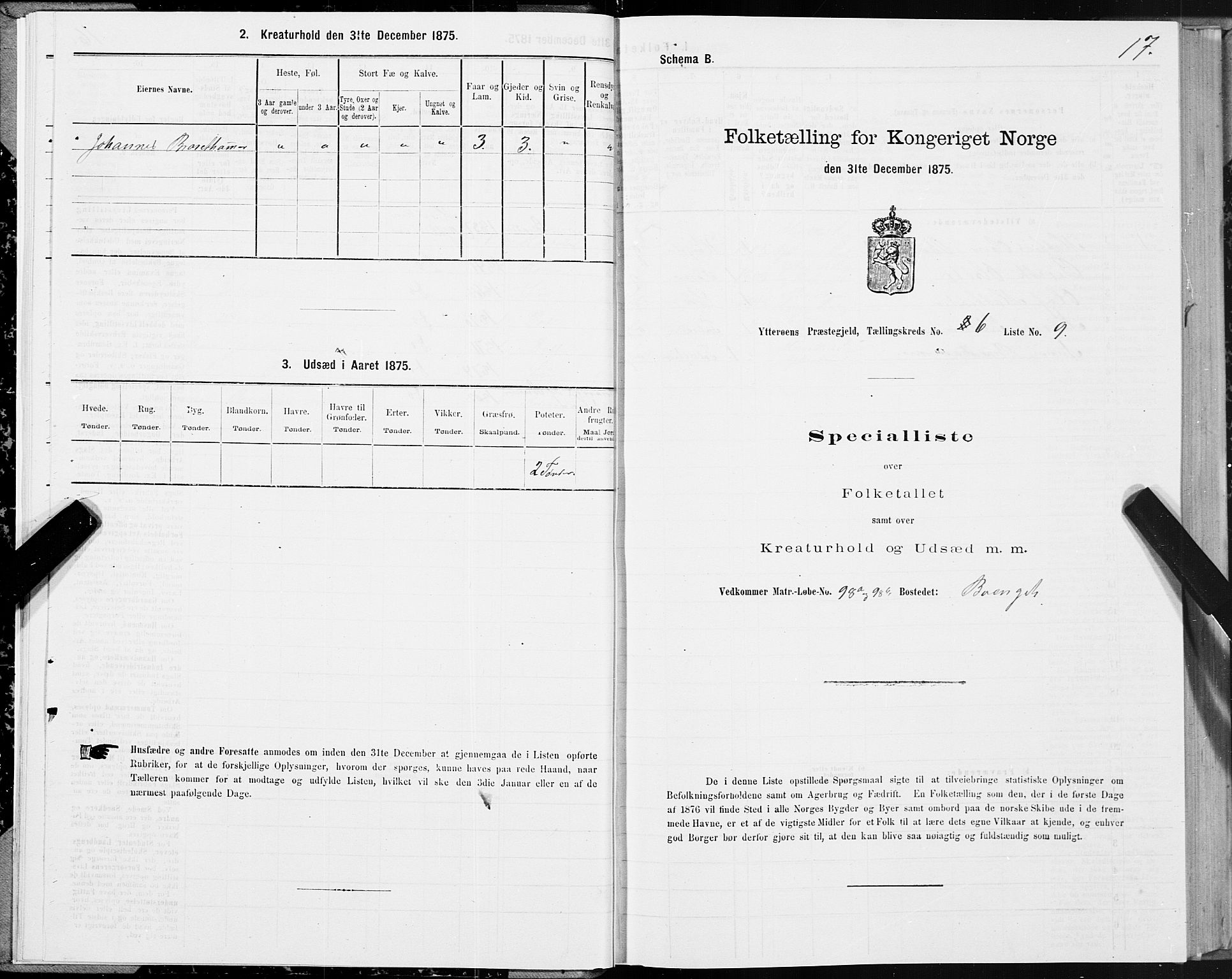 SAT, 1875 census for 1722P Ytterøy, 1875, p. 3017