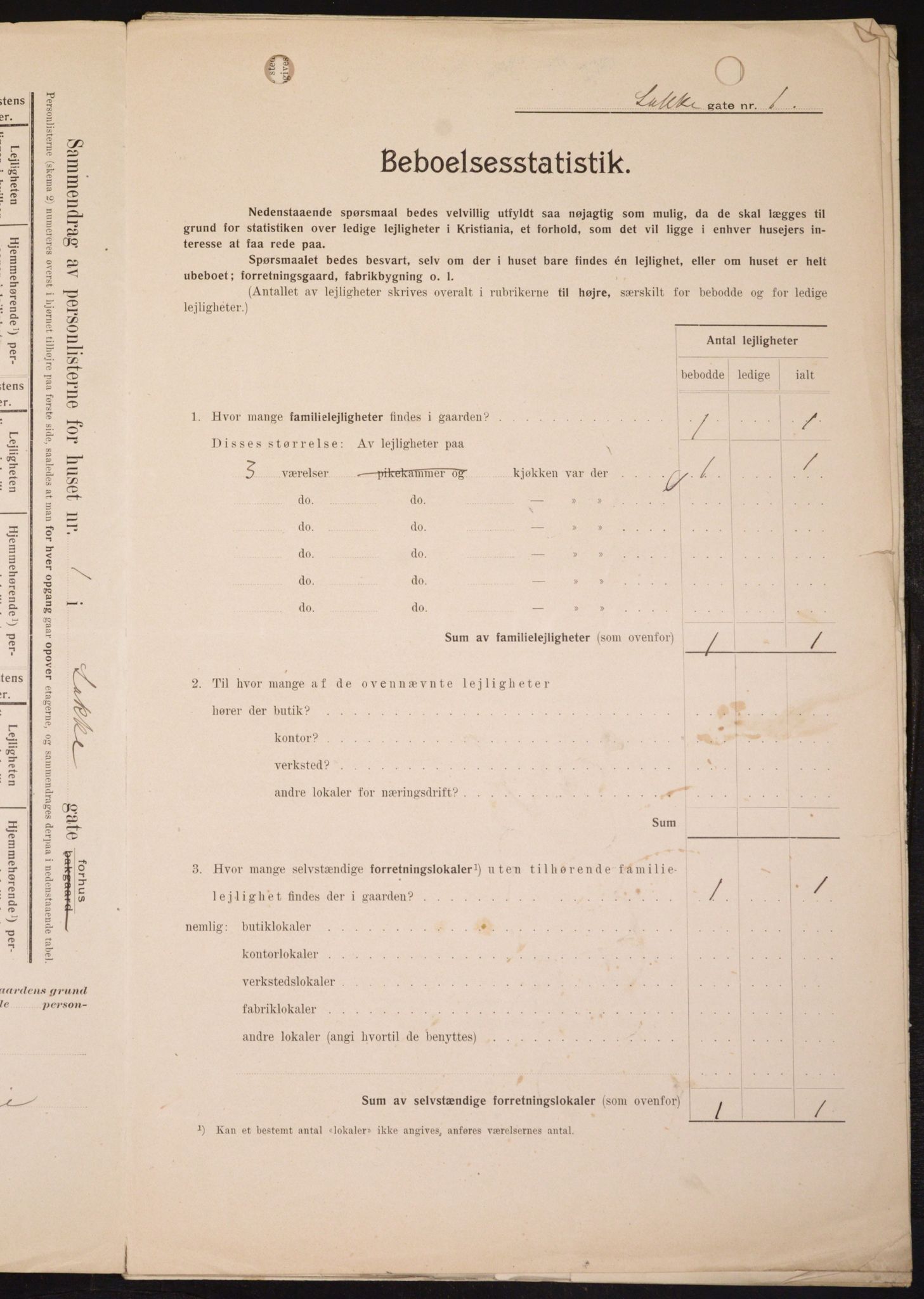 OBA, Municipal Census 1909 for Kristiania, 1909, p. 50444