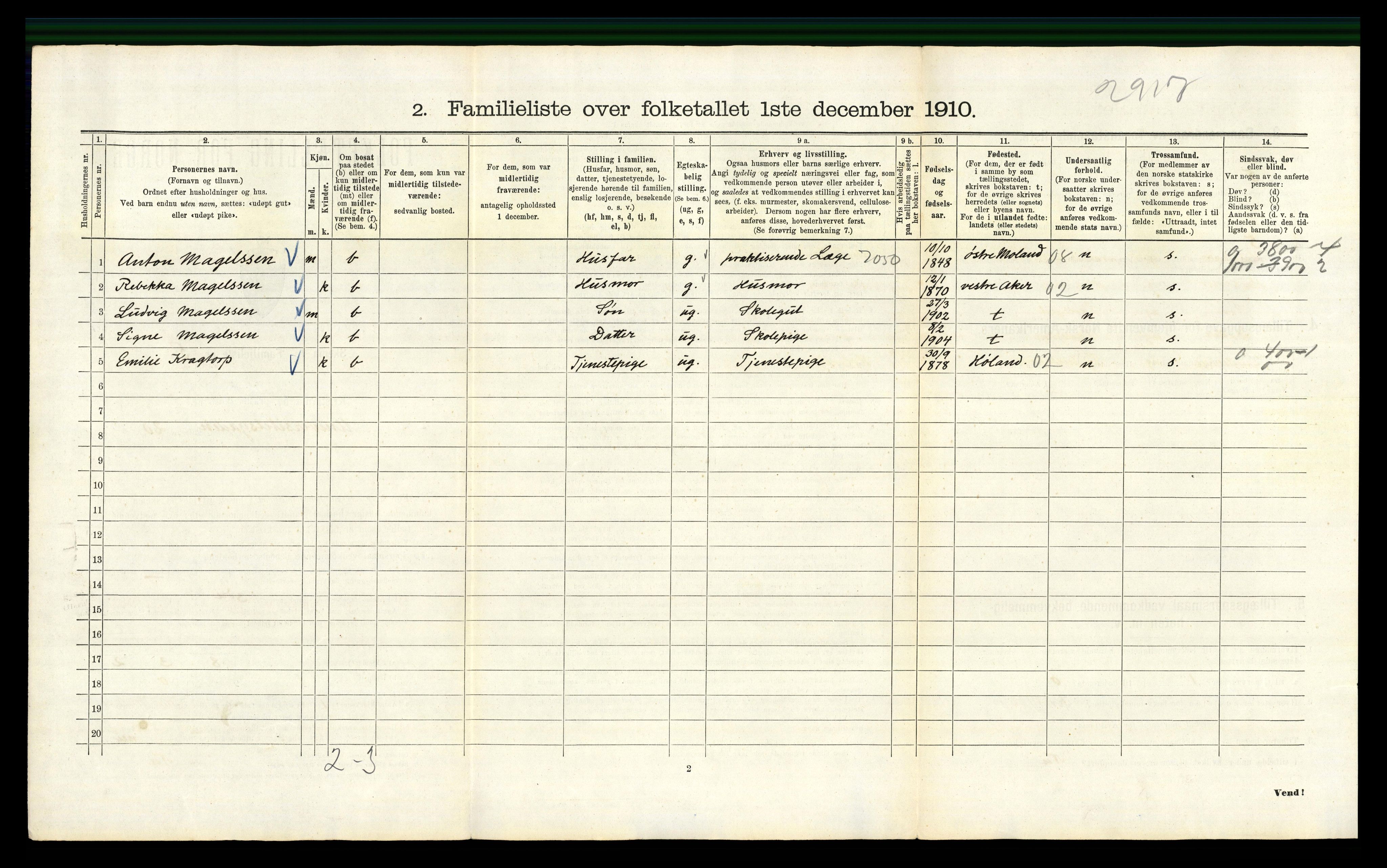 RA, 1910 census for Kristiania, 1910, p. 115078