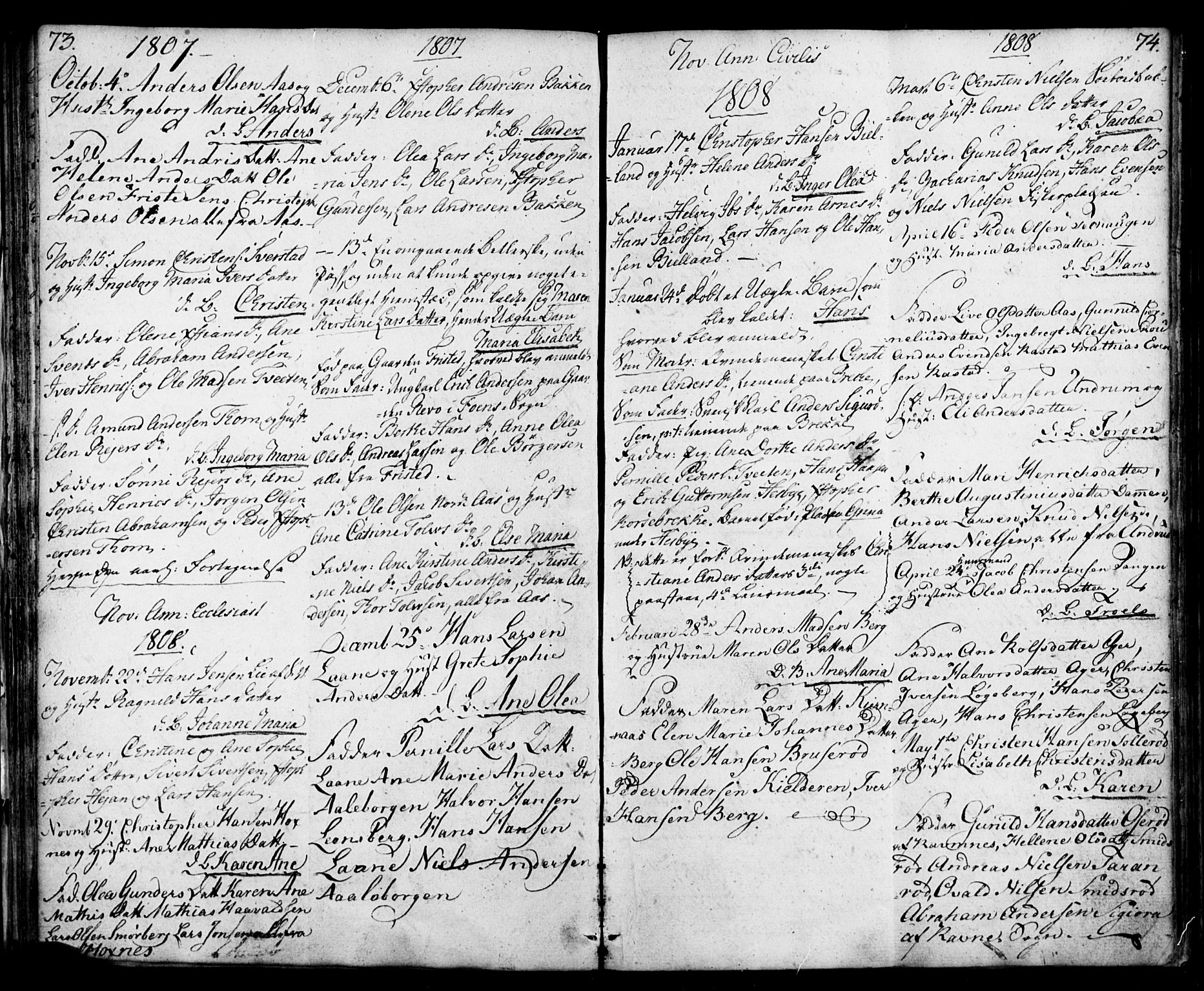 Sem kirkebøker, SAKO/A-5/F/Fa/L0003: Parish register (official) no. I 3, 1799-1814, p. 73-74