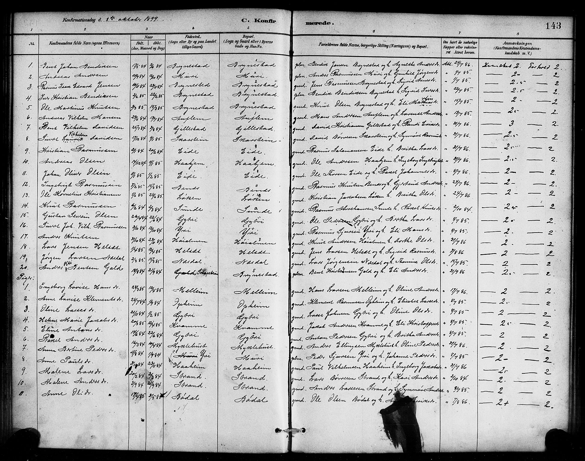 Innvik sokneprestembete, AV/SAB-A-80501: Parish register (official) no. C 1, 1879-1900, p. 143