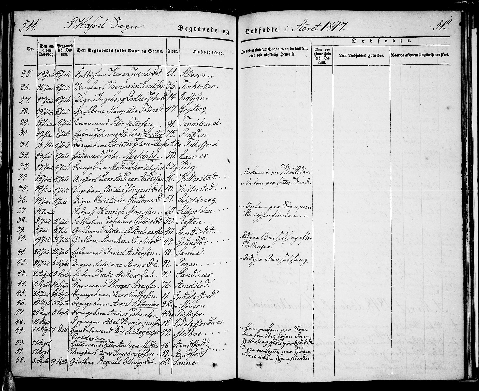 Ministerialprotokoller, klokkerbøker og fødselsregistre - Nordland, AV/SAT-A-1459/888/L1239: Parish register (official) no. 888A06 /1, 1837-1849, p. 511-512