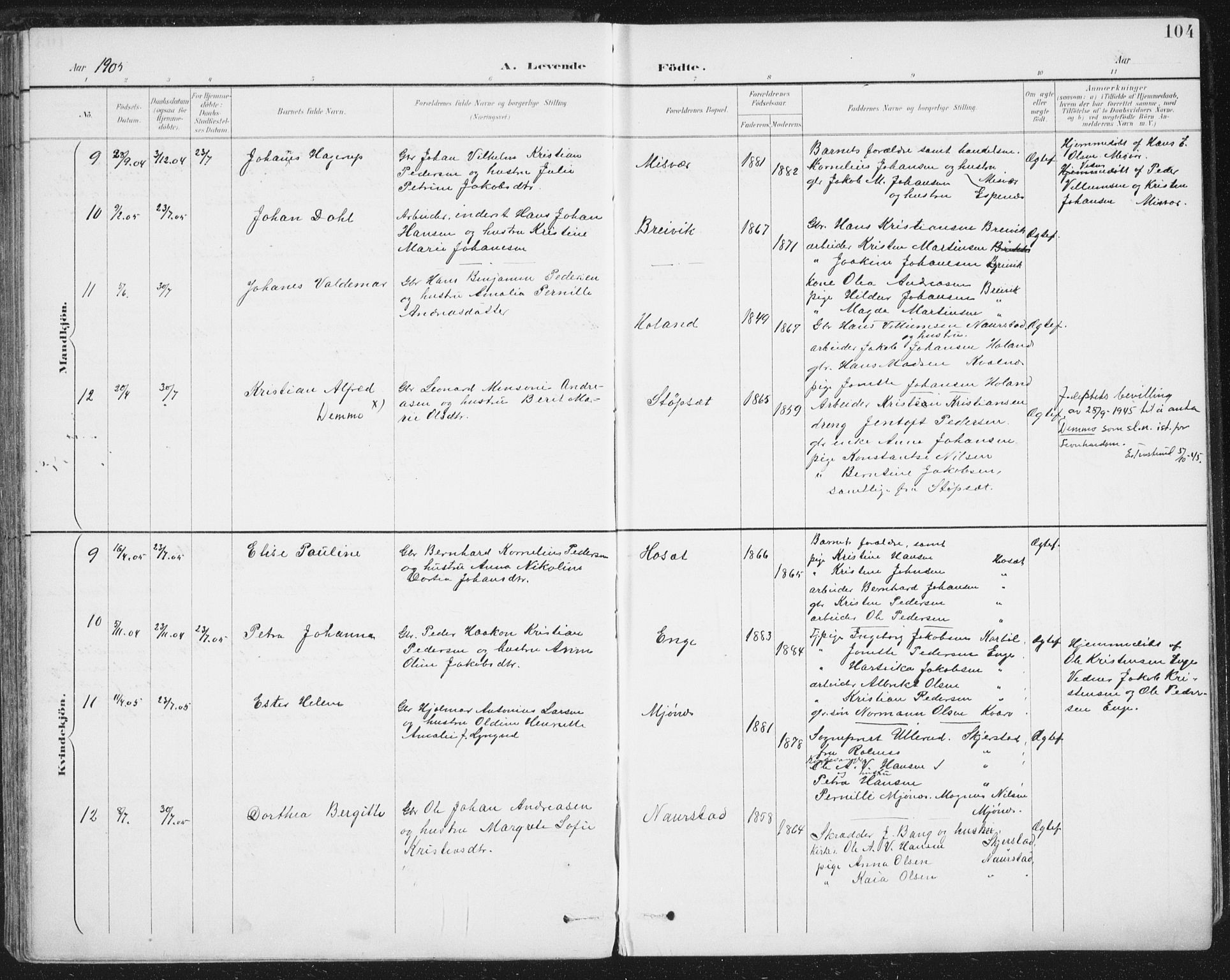 Ministerialprotokoller, klokkerbøker og fødselsregistre - Nordland, AV/SAT-A-1459/852/L0741: Parish register (official) no. 852A11, 1894-1917, p. 104