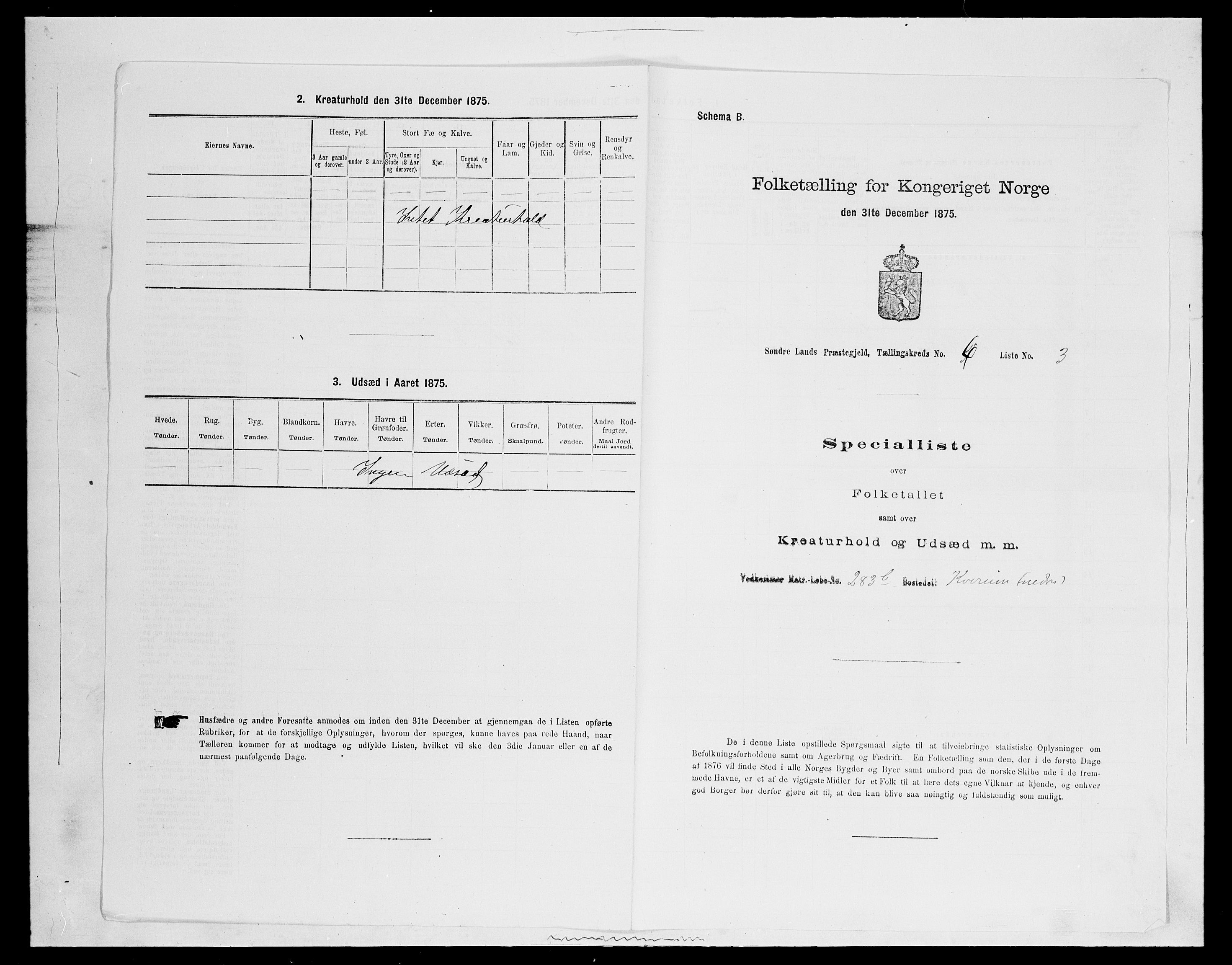 SAH, 1875 census for 0536P Søndre Land, 1875, p. 867