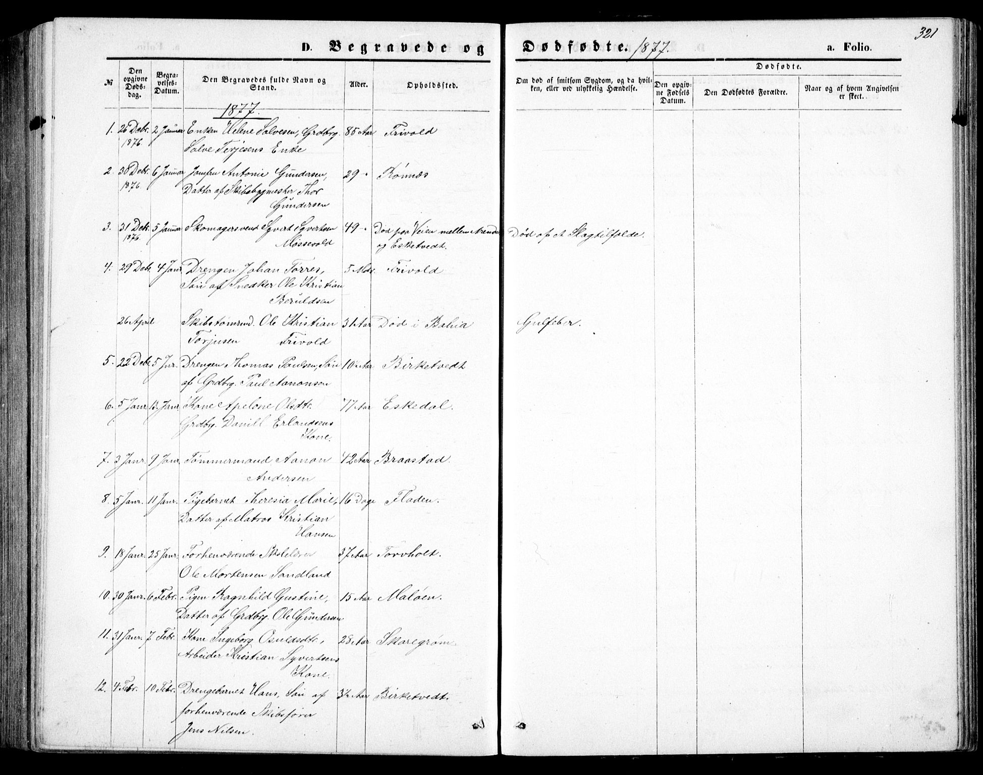 Fjære sokneprestkontor, SAK/1111-0011/F/Fb/L0010: Parish register (copy) no. B 10, 1871-1880, p. 321