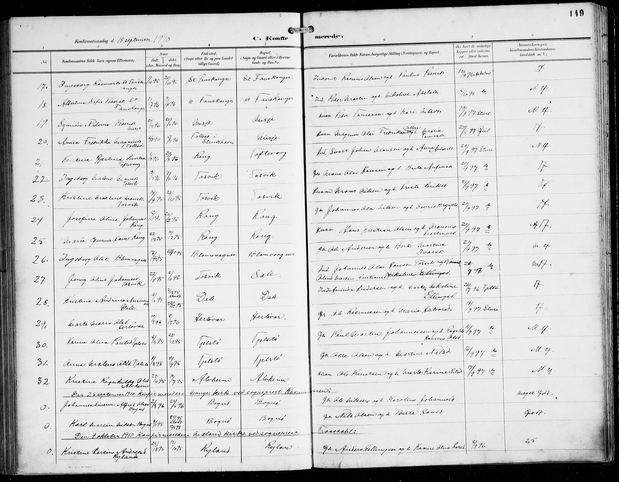 Herdla Sokneprestembete, SAB/A-75701/H/Hab: Parish register (copy) no. C 1, 1900-1913, p. 149