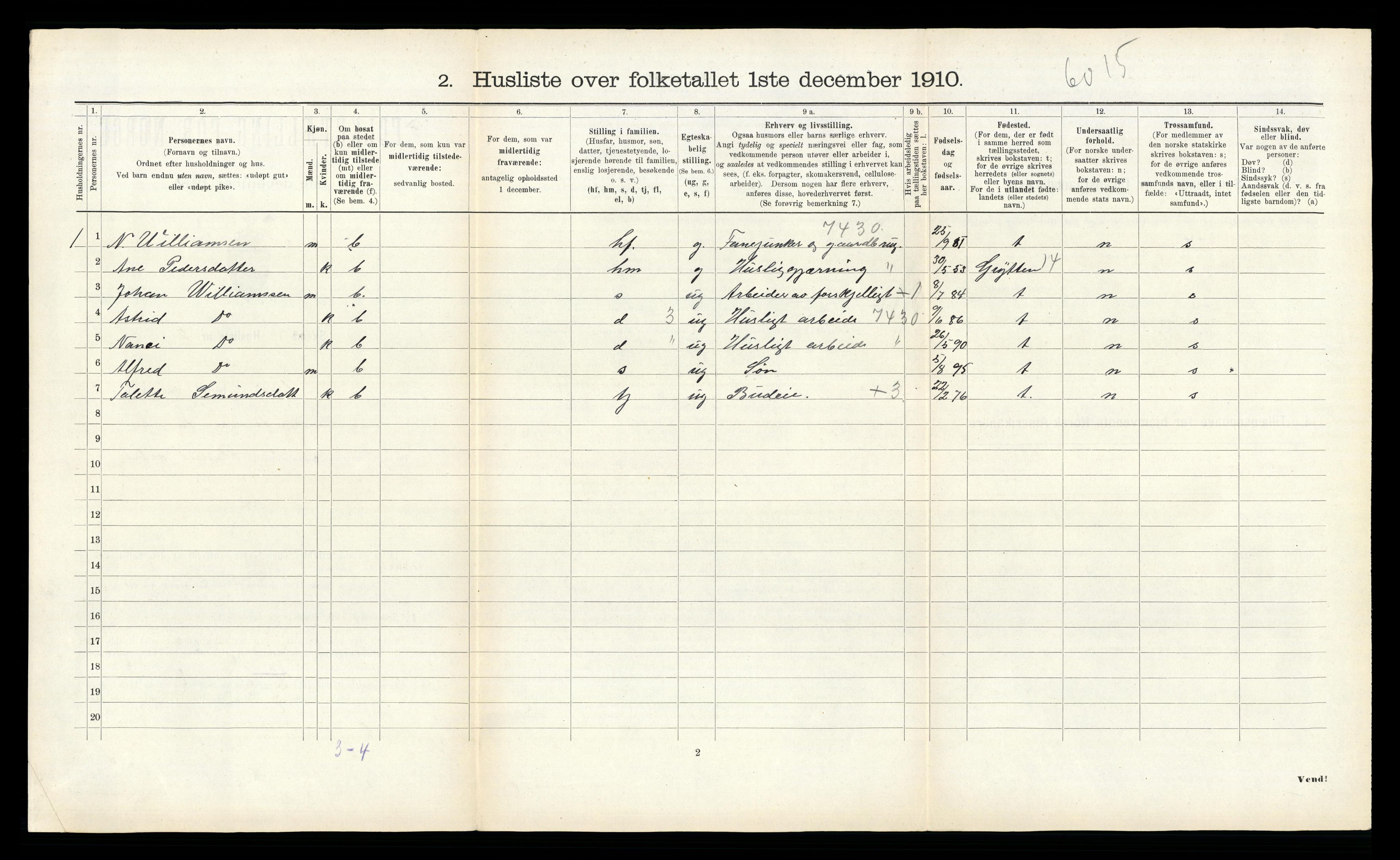 RA, 1910 census for Frei, 1910, p. 105