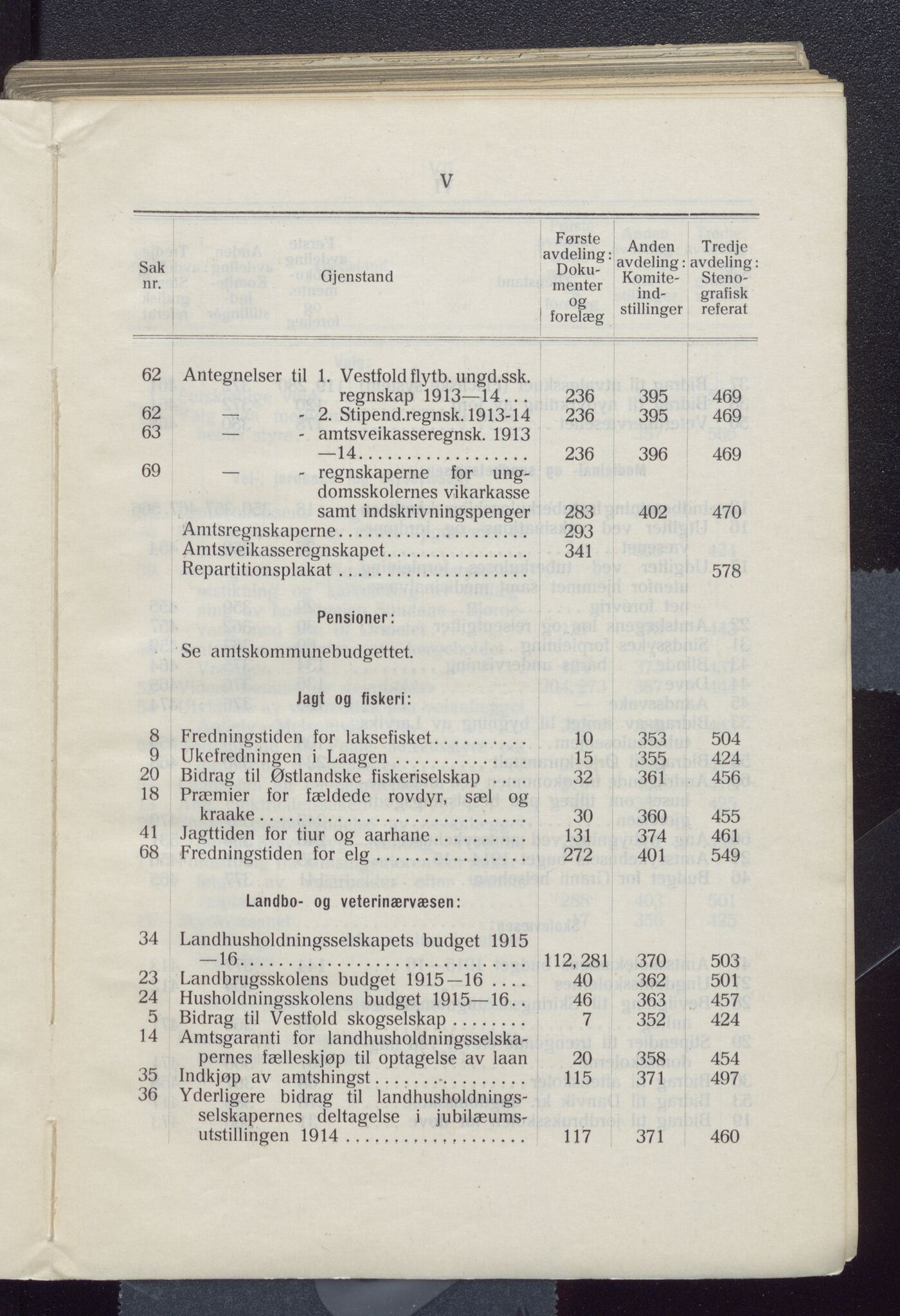 Vestfold fylkeskommune. Fylkestinget, VEMU/A-1315/A/Ab/Abb/L0062: Fylkestingsforhandlinger, 1915