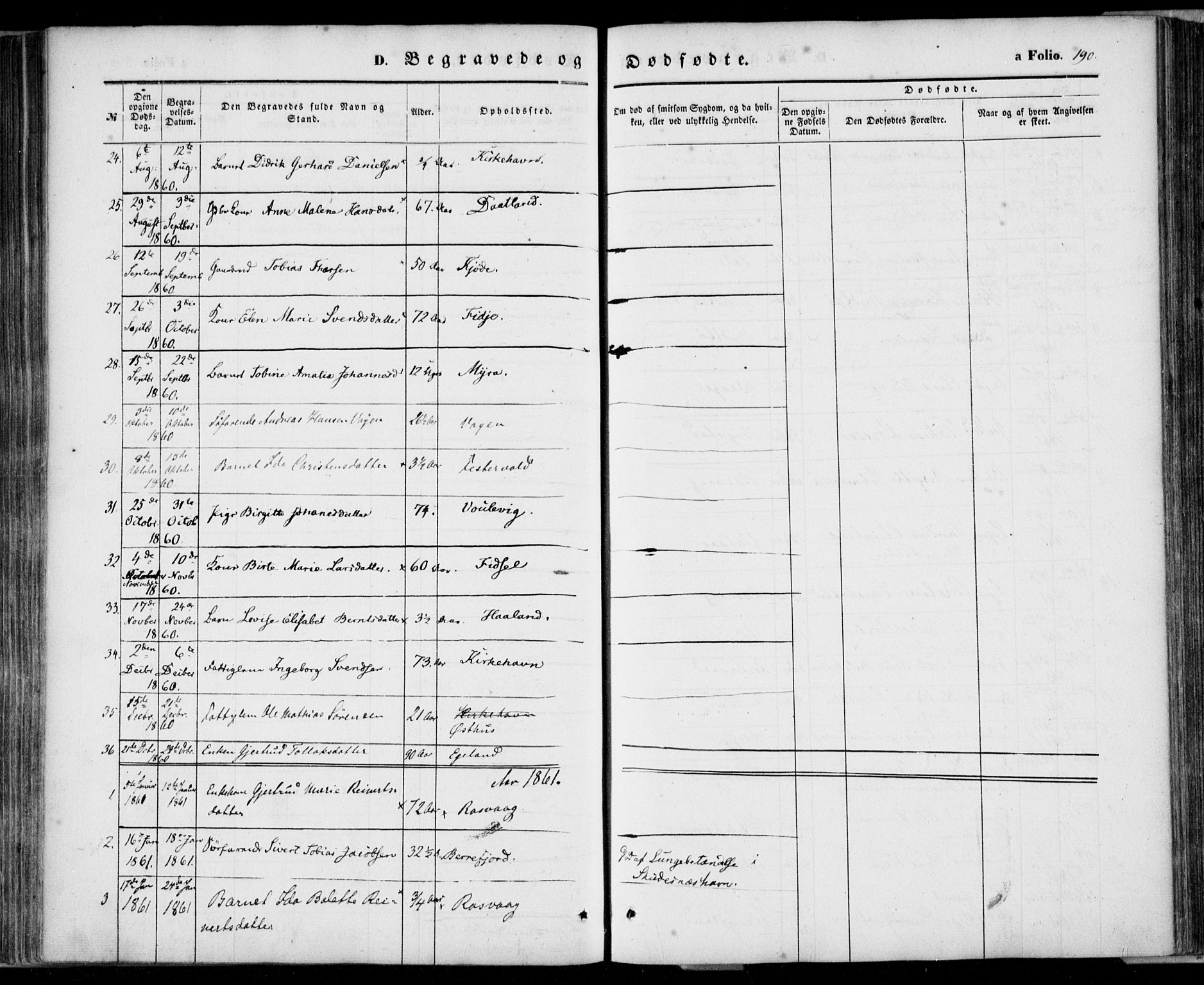 Flekkefjord sokneprestkontor, SAK/1111-0012/F/Fa/Fab/L0004: Parish register (official) no. A 4, 1850-1875, p. 190