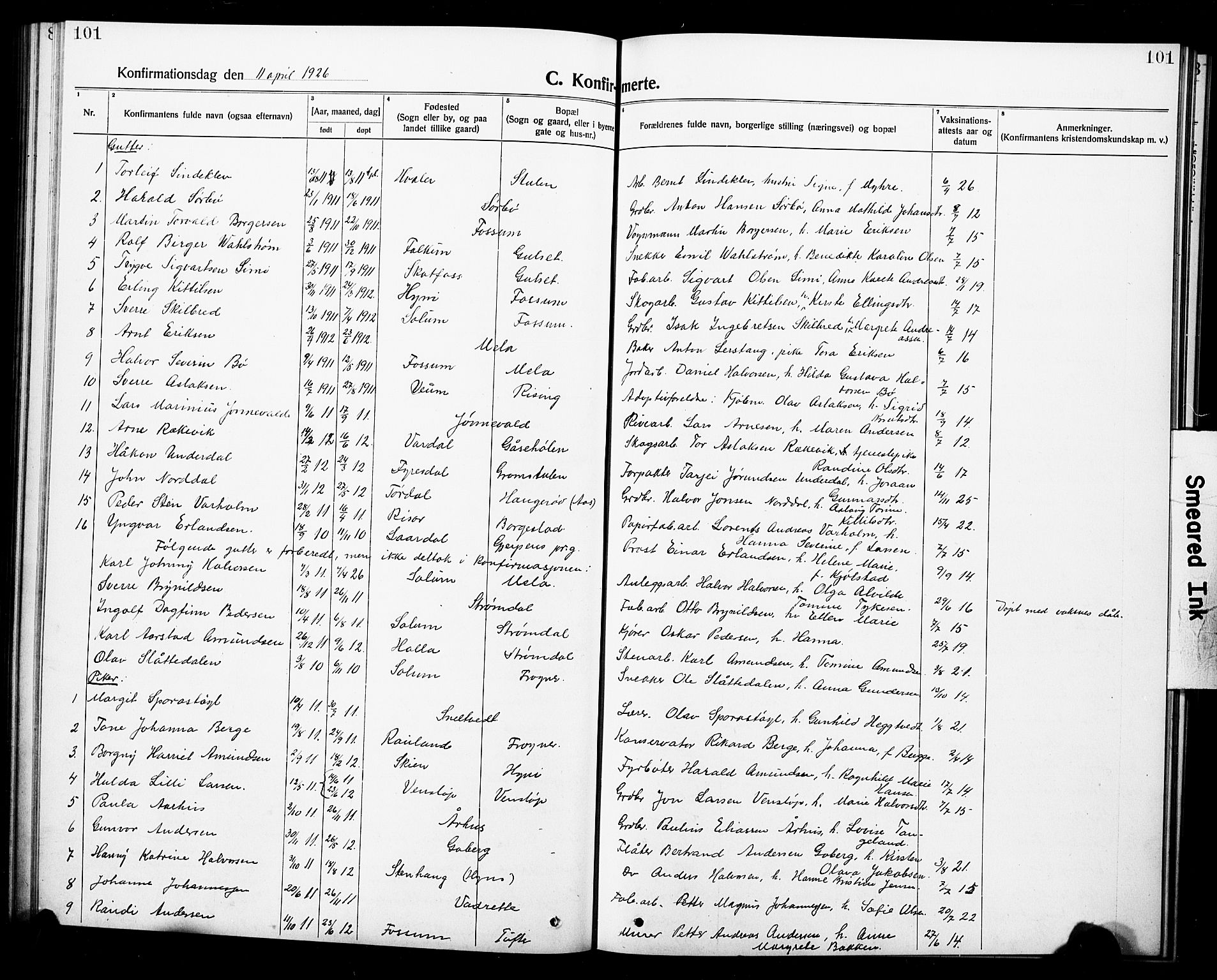 Gjerpen kirkebøker, AV/SAKO-A-265/G/Ga/L0004: Parish register (copy) no. I 4, 1920-1931, p. 101