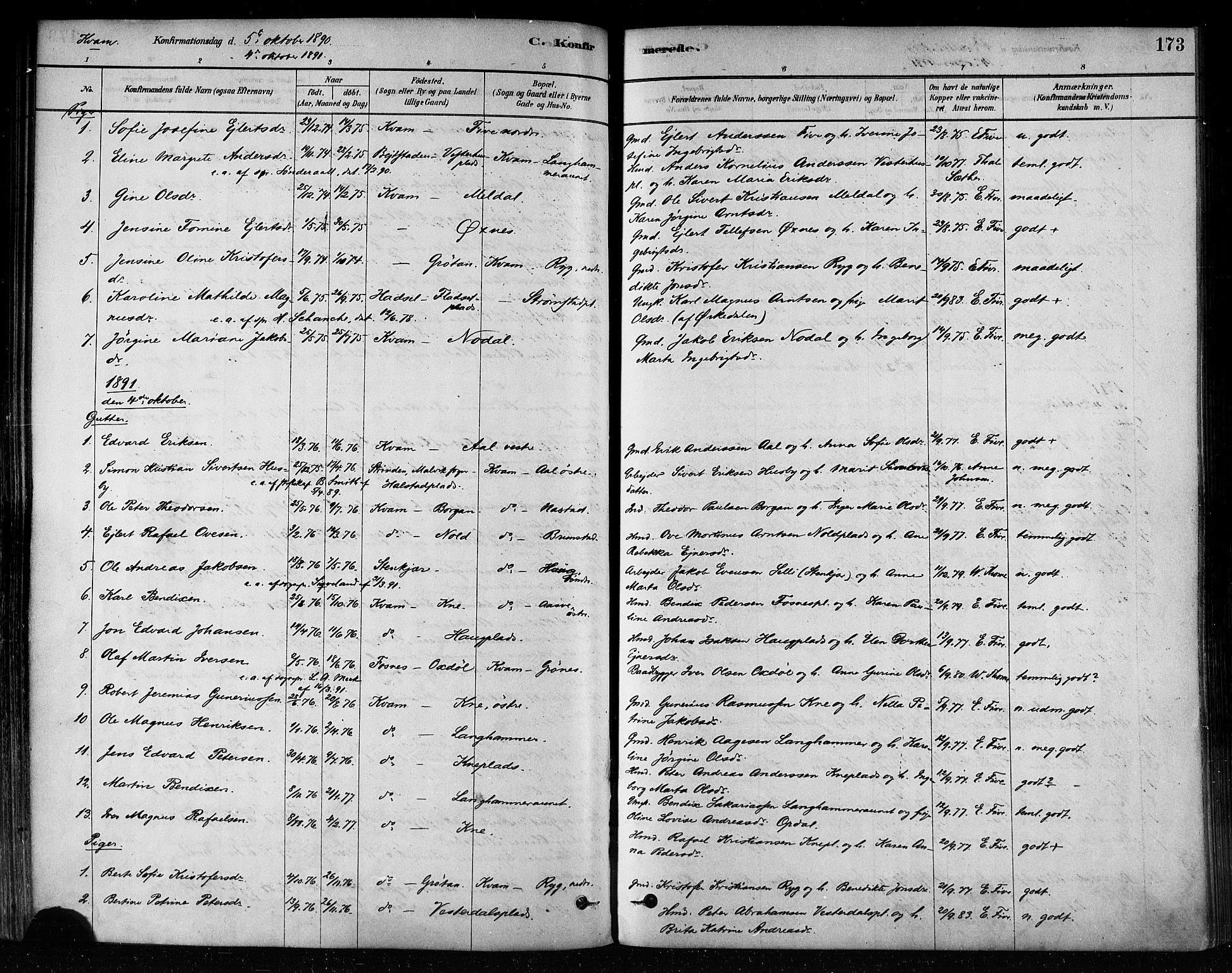 Ministerialprotokoller, klokkerbøker og fødselsregistre - Nord-Trøndelag, SAT/A-1458/746/L0449: Parish register (official) no. 746A07 /2, 1878-1899, p. 173