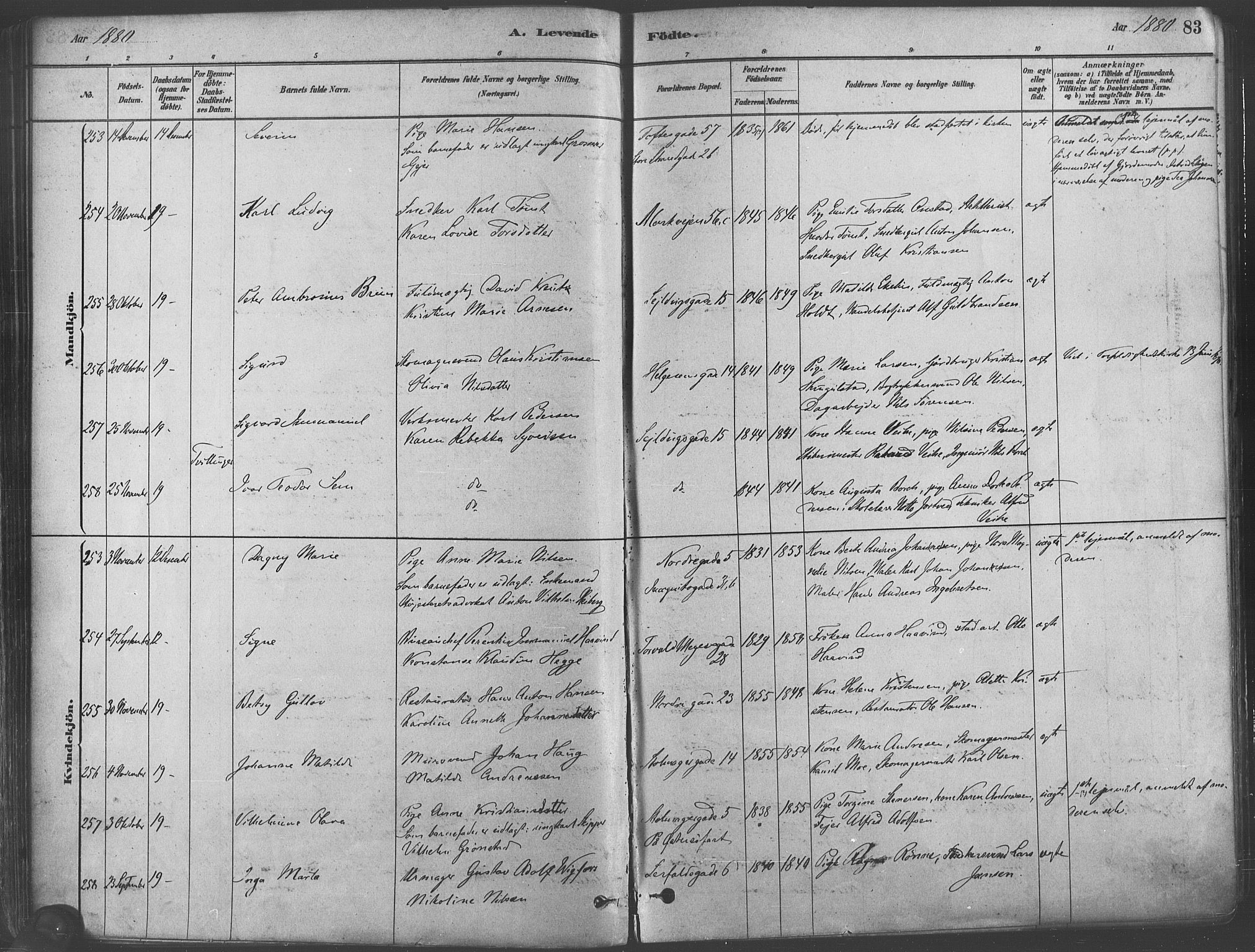 Paulus prestekontor Kirkebøker, AV/SAO-A-10871/F/Fa/L0003: Parish register (official) no. 3, 1879-1887, p. 83