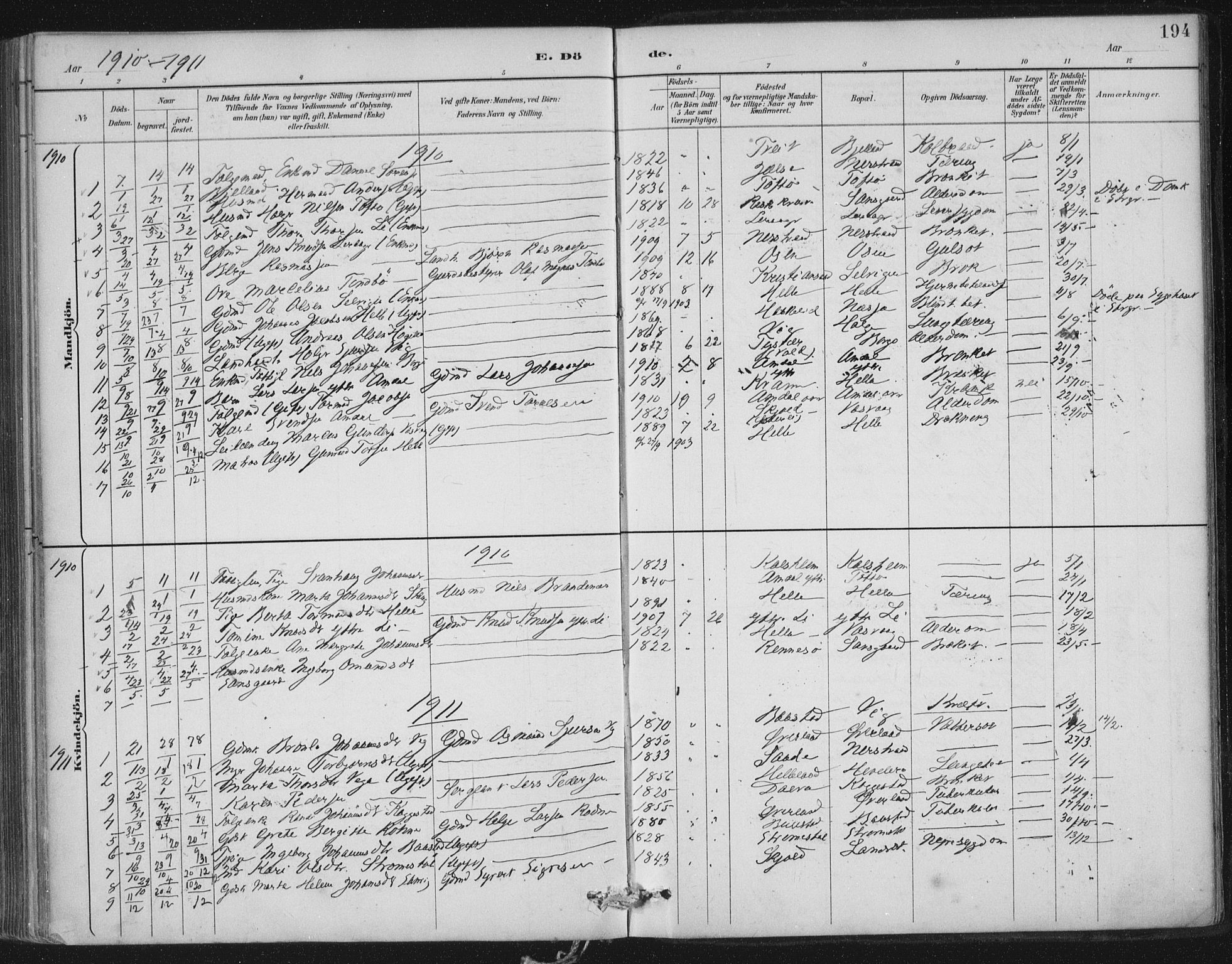 Nedstrand sokneprestkontor, AV/SAST-A-101841/01/IV: Parish register (official) no. A 12, 1887-1915, p. 194