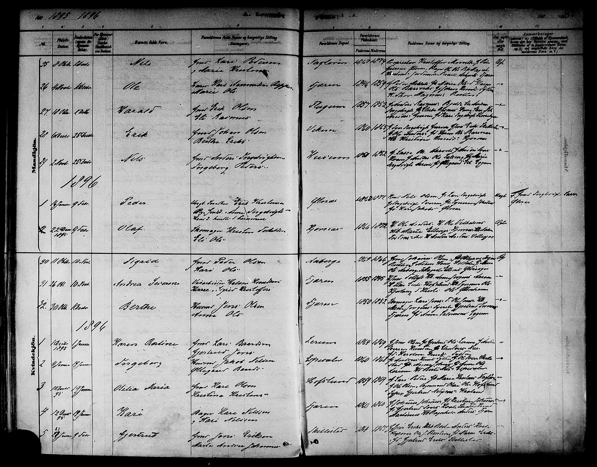 Sogndal sokneprestembete, SAB/A-81301/H/Haa/Haab/L0001: Parish register (official) no. B 1, 1878-1899, p. 87