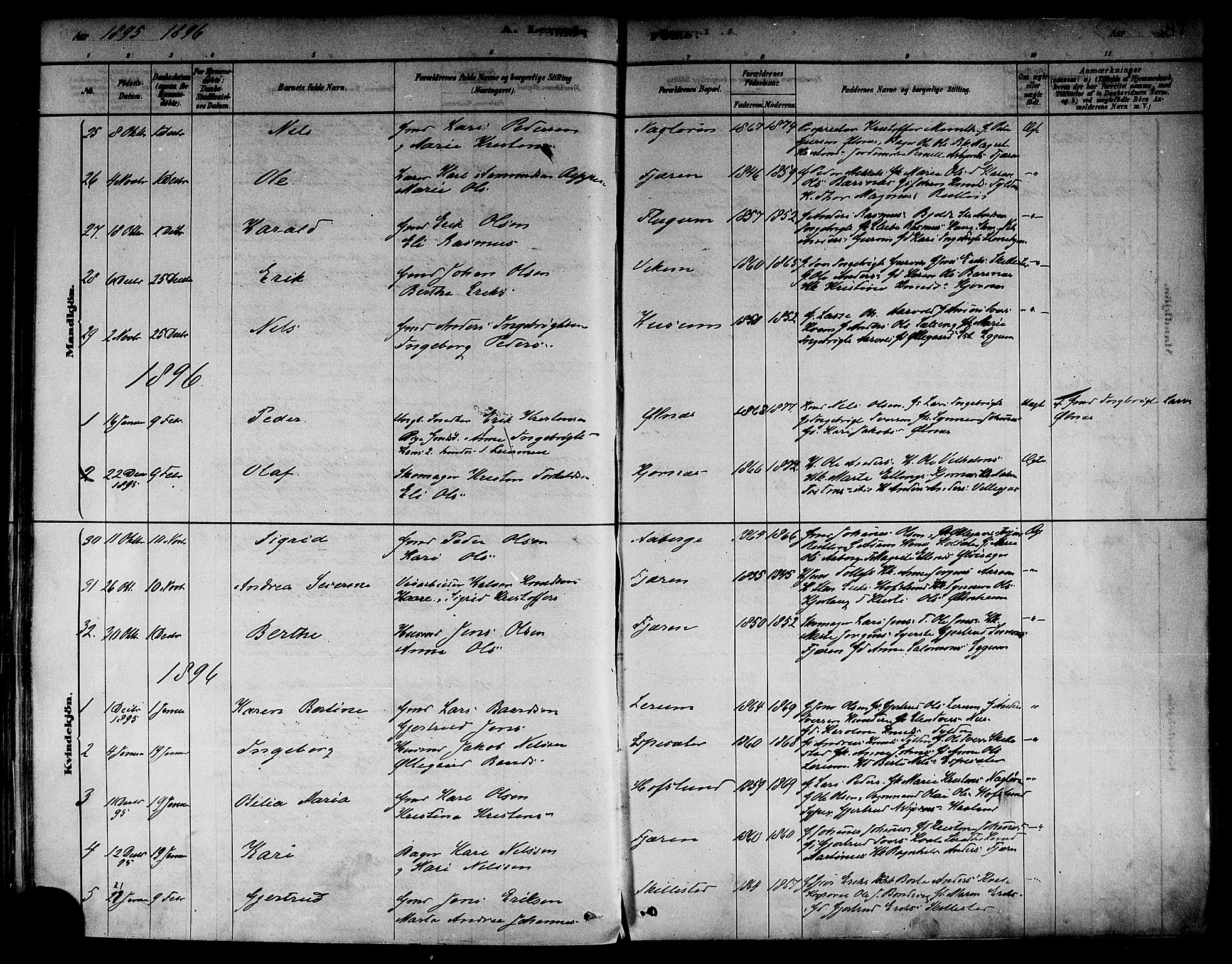 Sogndal sokneprestembete, AV/SAB-A-81301/H/Haa/Haab/L0001: Parish register (official) no. B 1, 1878-1899, p. 87