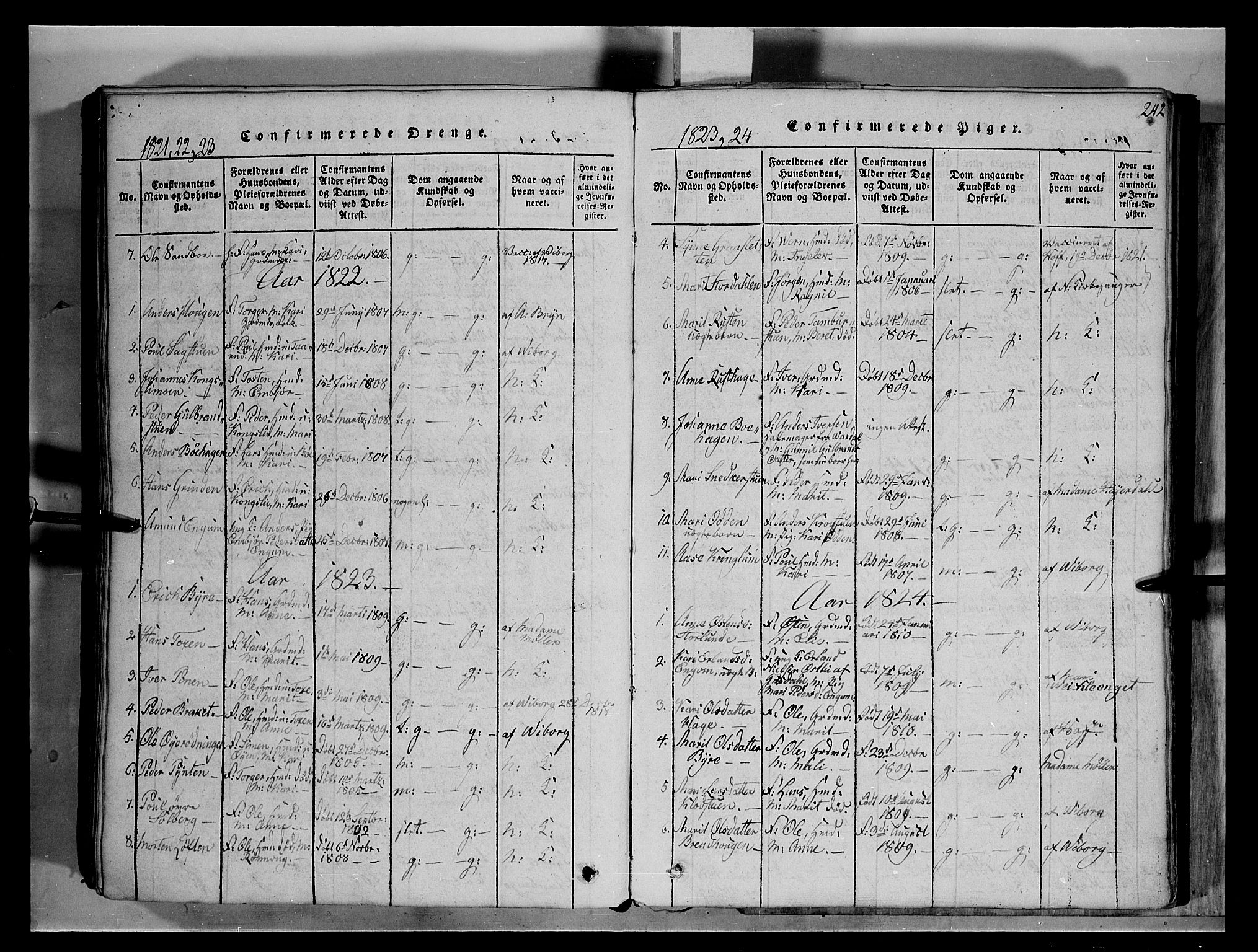 Fron prestekontor, SAH/PREST-078/H/Ha/Hab/L0004: Parish register (copy) no. 4, 1816-1850, p. 242