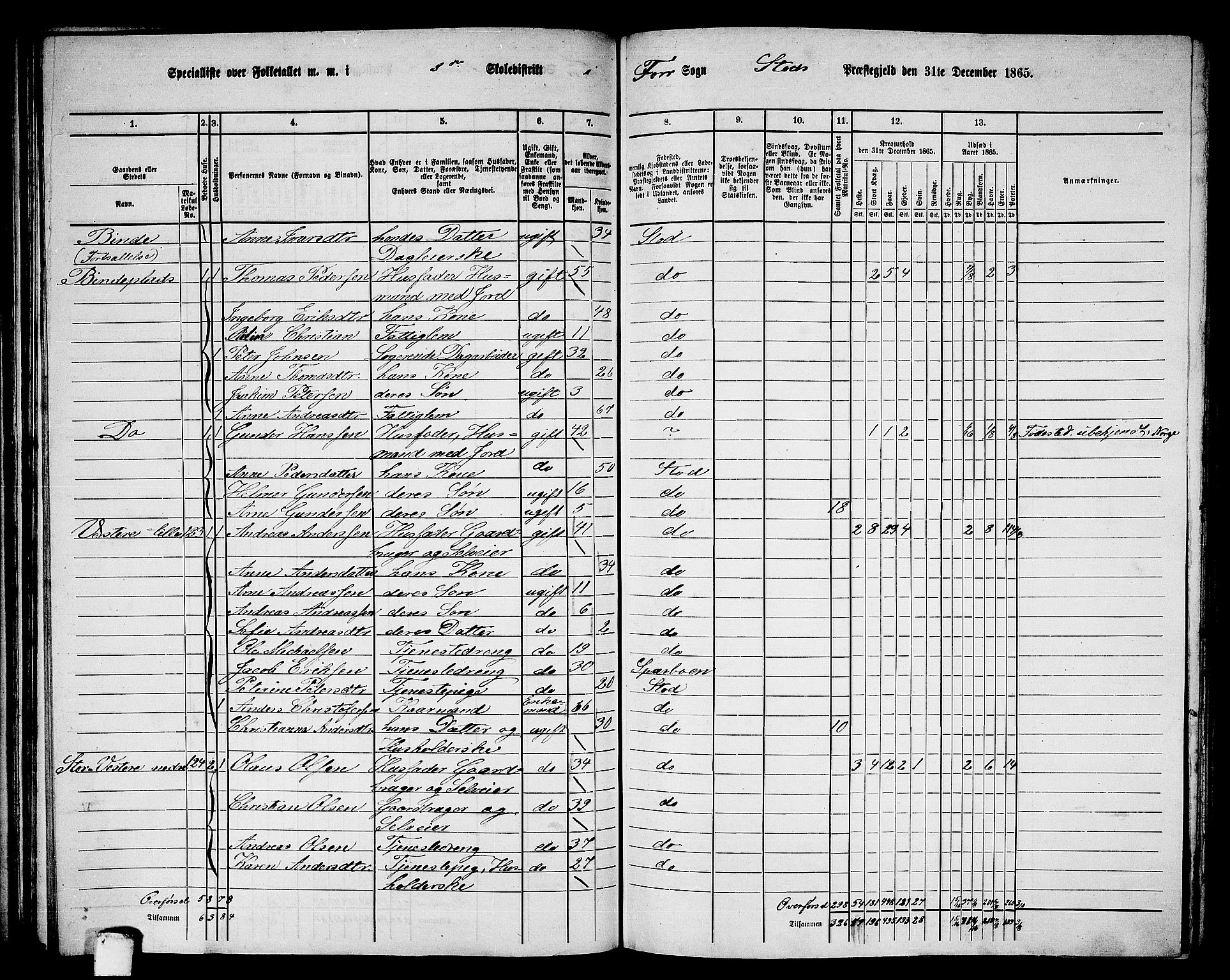 RA, 1865 census for Stod, 1865, p. 95