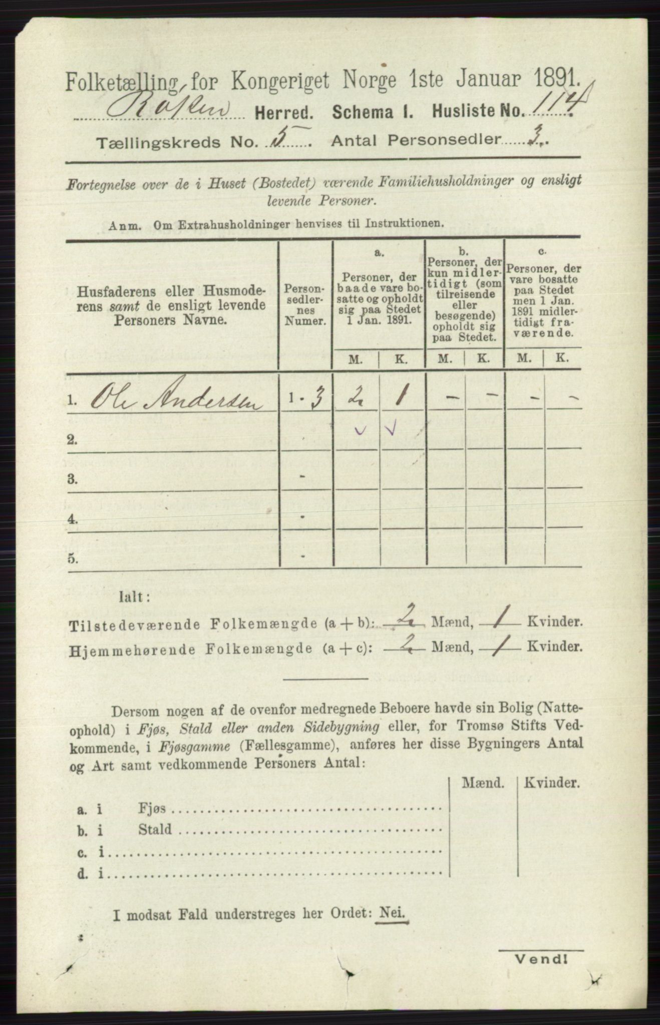 RA, 1891 census for 0627 Røyken, 1891, p. 2878